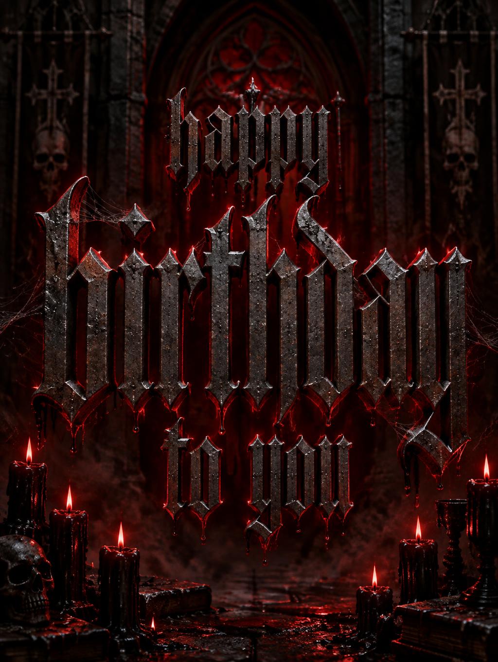 "happy birthday to you" — Gothic Dark text effect