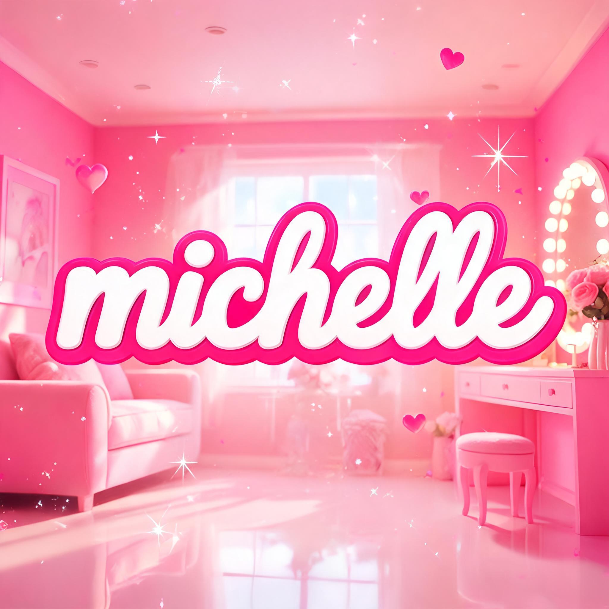 "michelle" — Barbie | AI Text Effect Generator