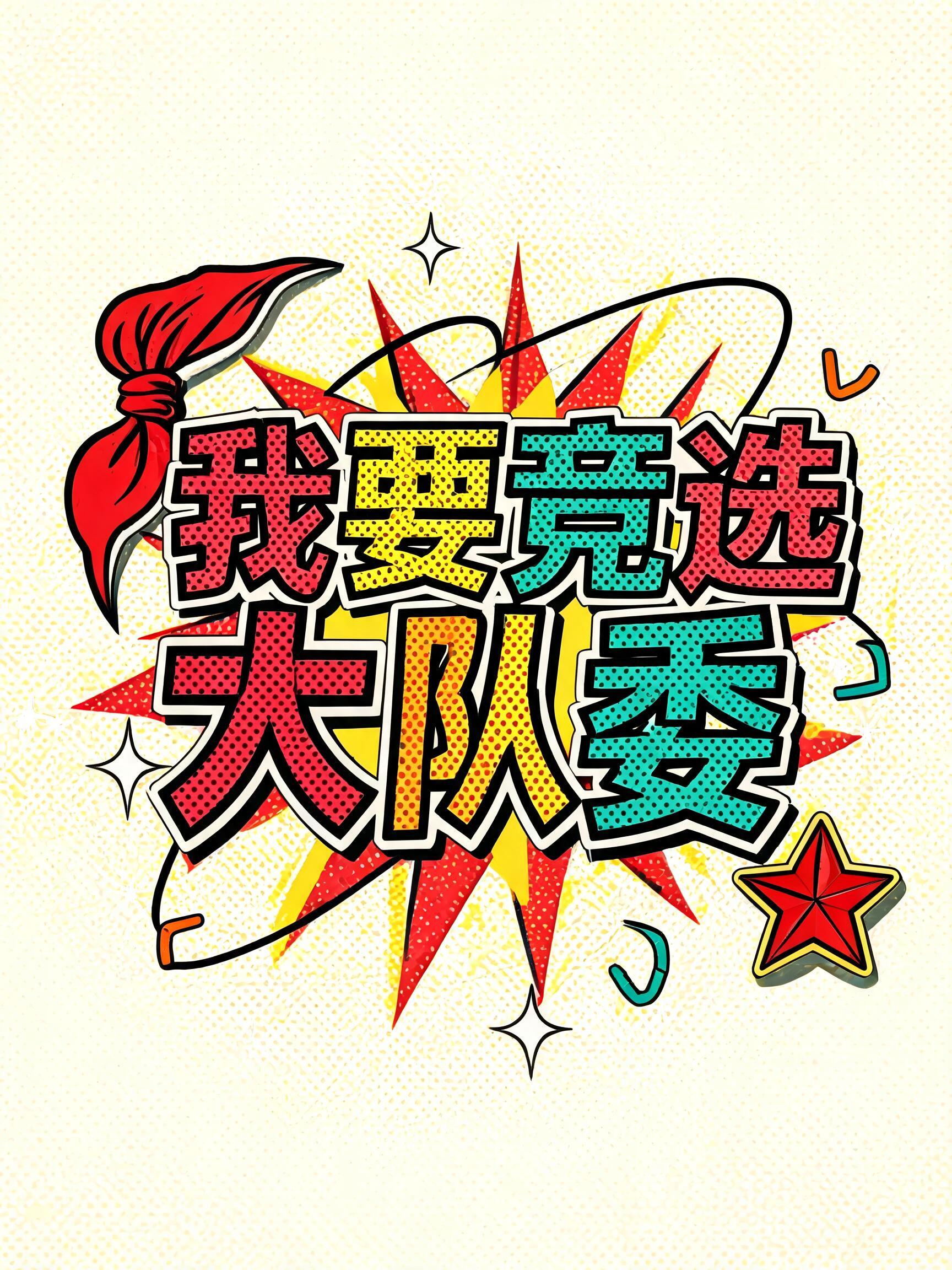 "我要竞选大队委" — Retro Pop text effect