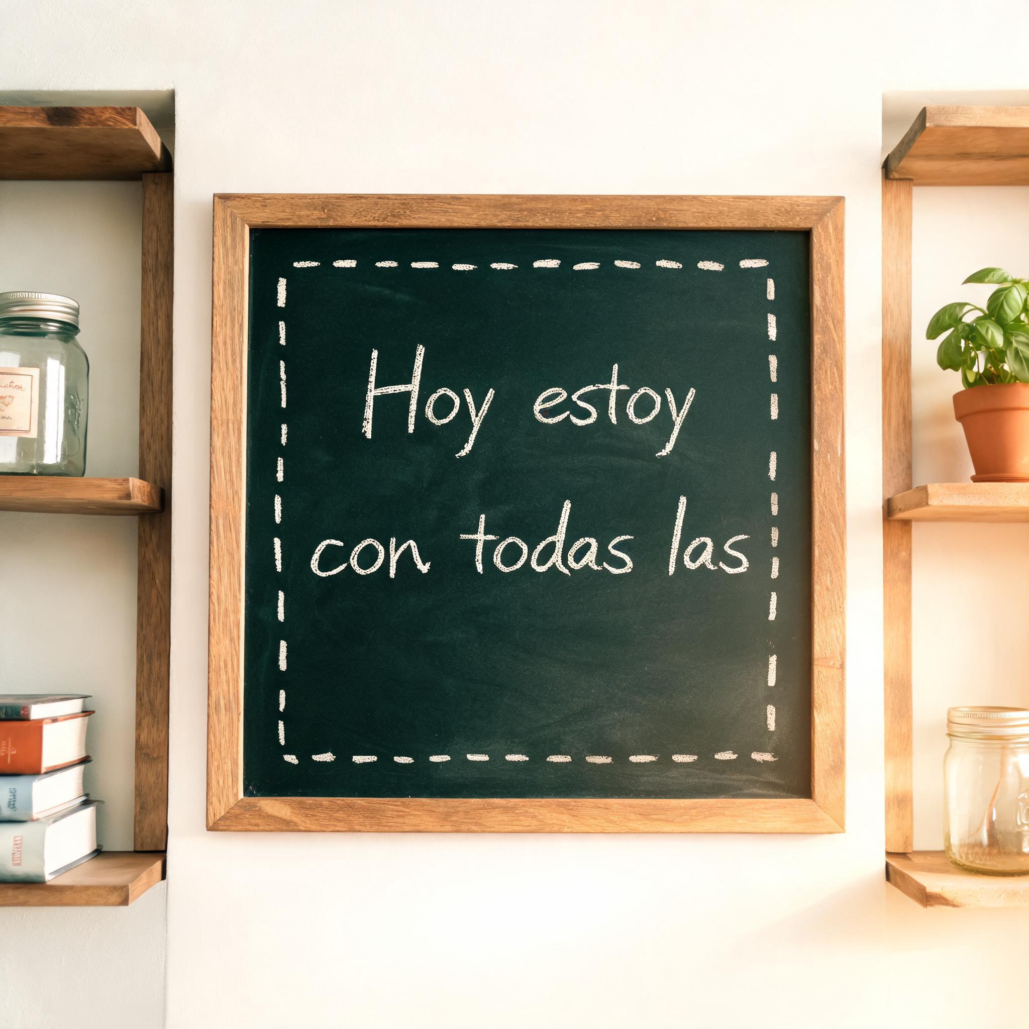 "Hoy estoy
con todas las" — Chalk text effect