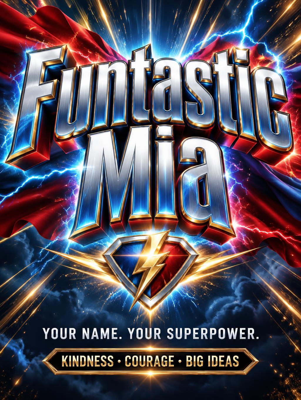 Funtastic Mia
YOUR NAME. YOUR SUPERPOWER.
KINDNESS • COURAGE • BIG IDEAS