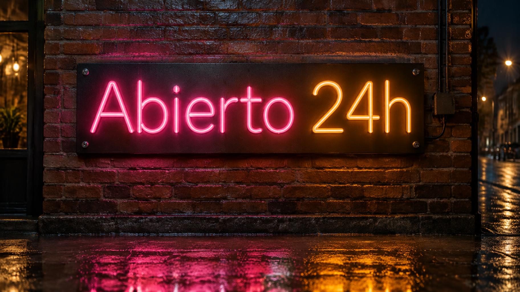 "Abierto 24h" — Neon Sign | AI Text Effect Generator