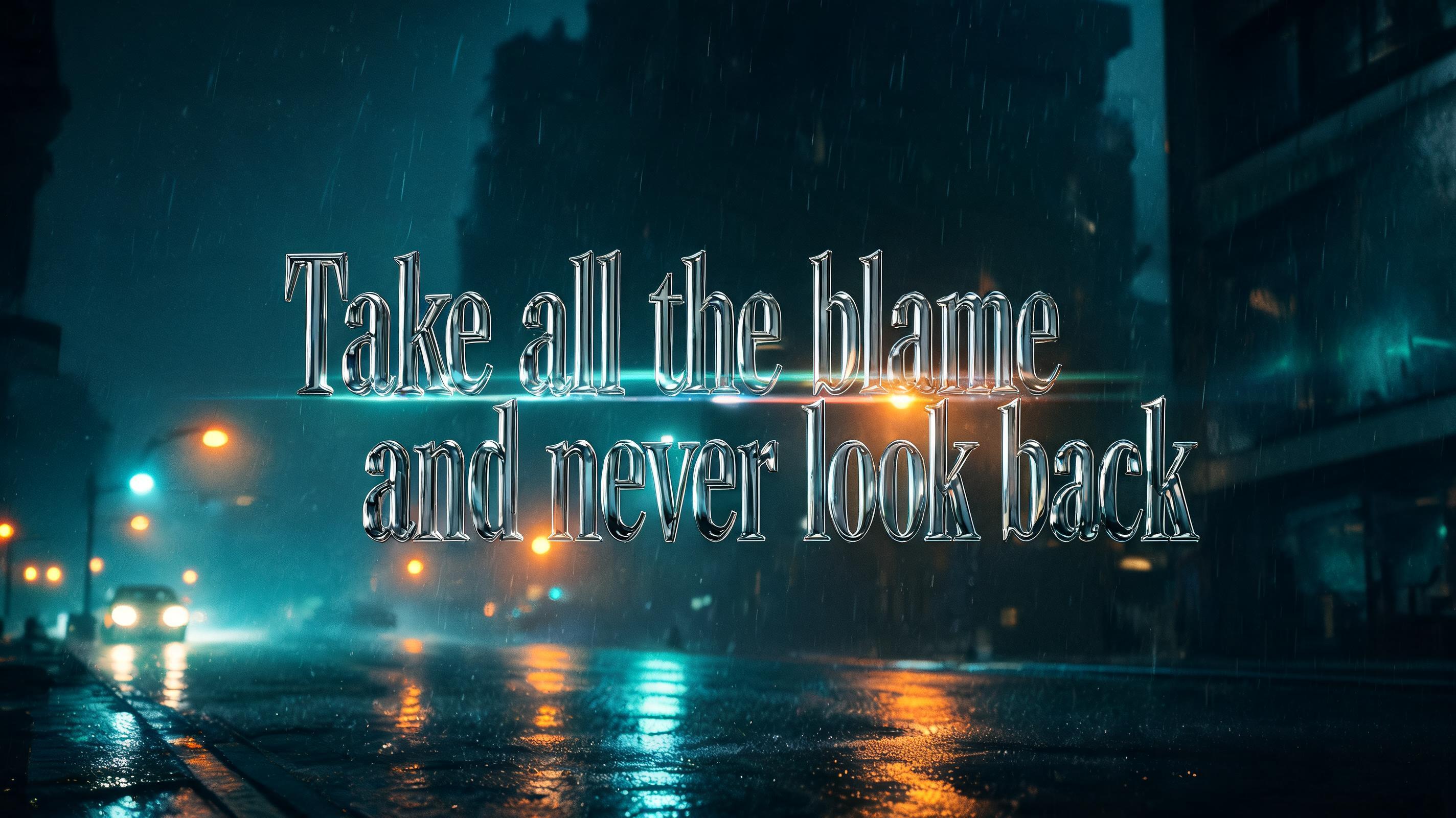 "Take all the blame and never look back" — Cinematic | AI Text Effect Generator
