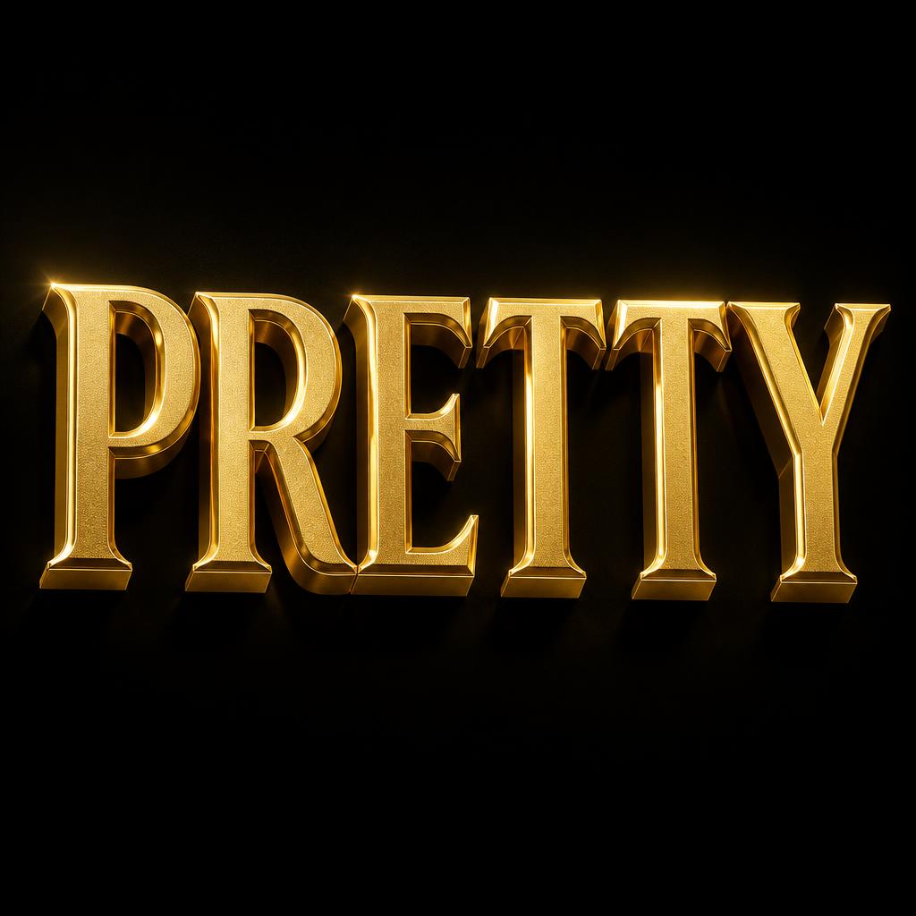 "PRETTY" — 3d Bold Gold | AI Text Effect Generator