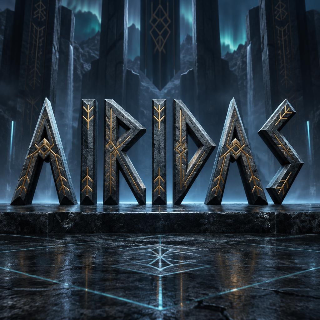 "AIRIDAS" — Viking Runic text effect