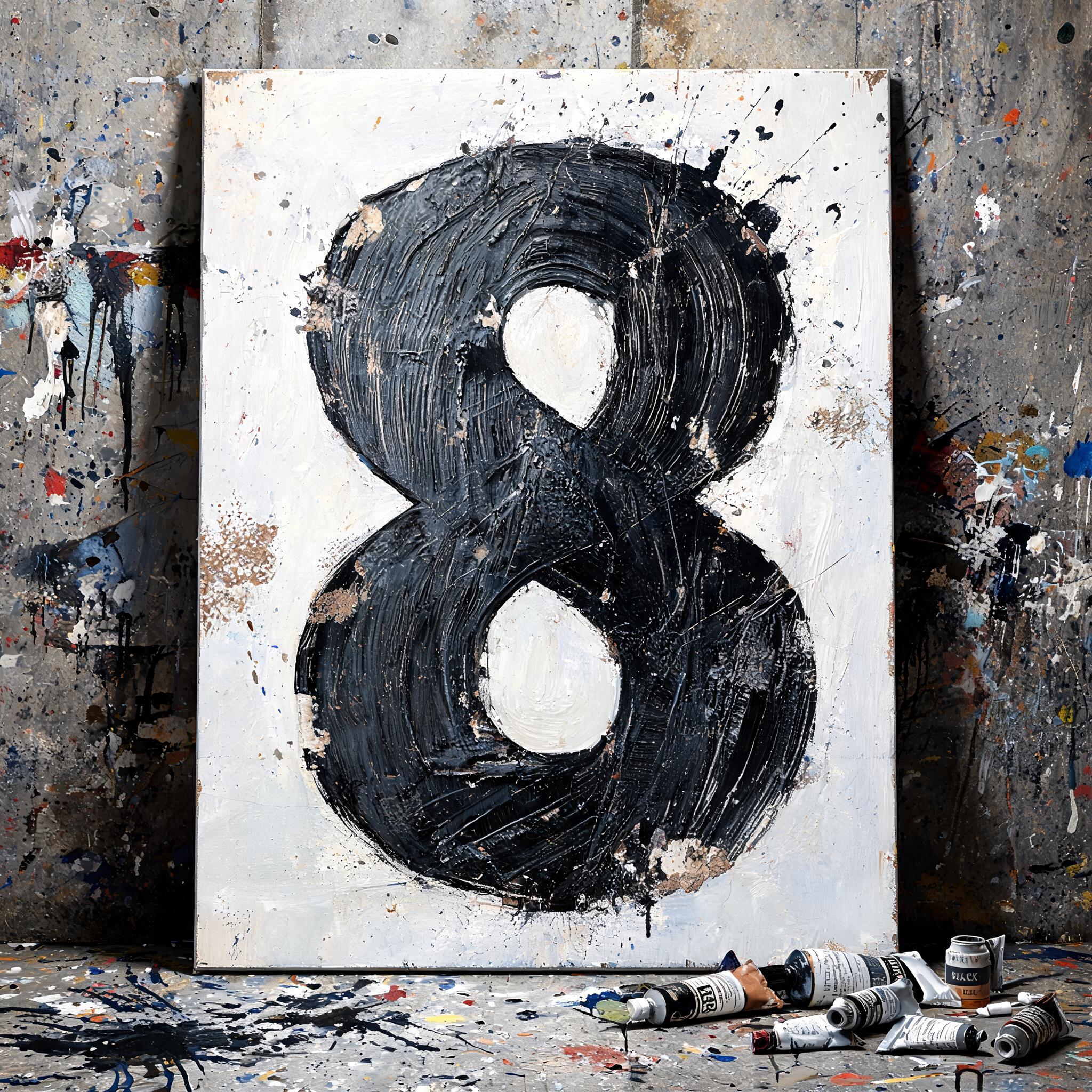"8" — Brush Dry text effect