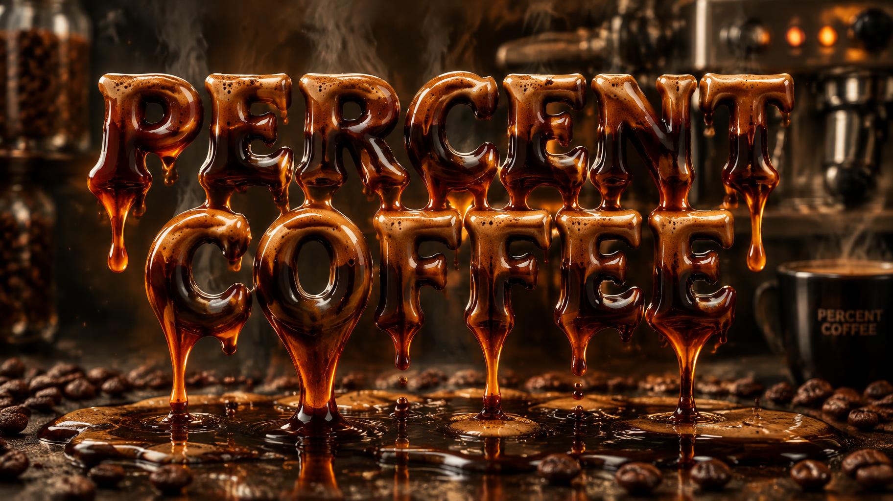 "PERCENT COFFEE" — Drip Font Melting | AI Text Effect Generator