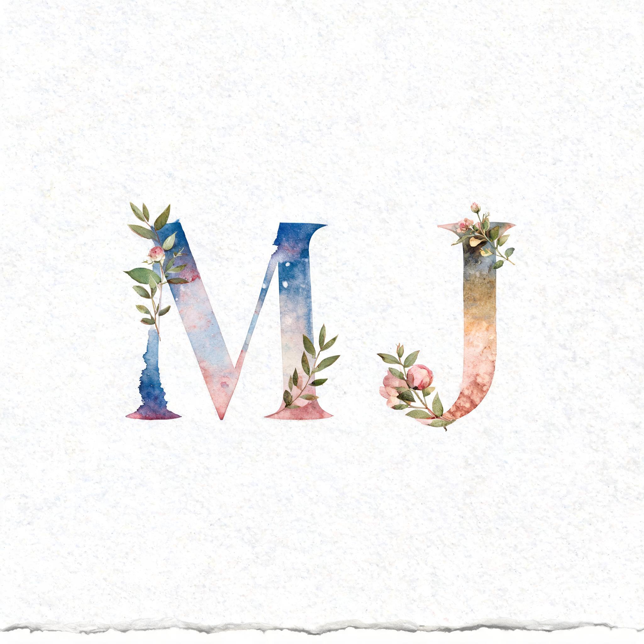 "M J" — Watercolor | AI Text Effect Generator
