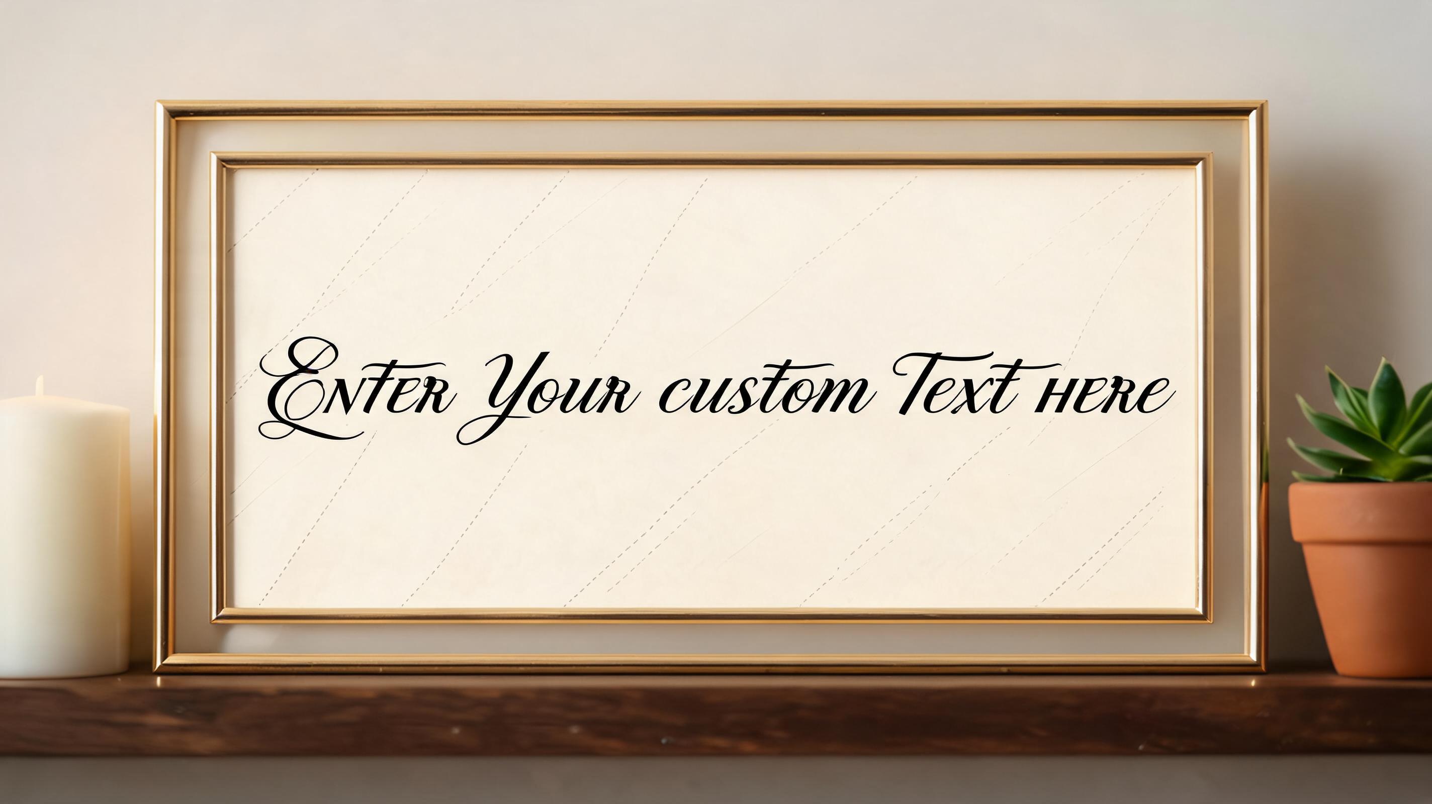 "ENTER YOUR CUSTOM TEXT HERE" — Cursive Calligraphy text effect