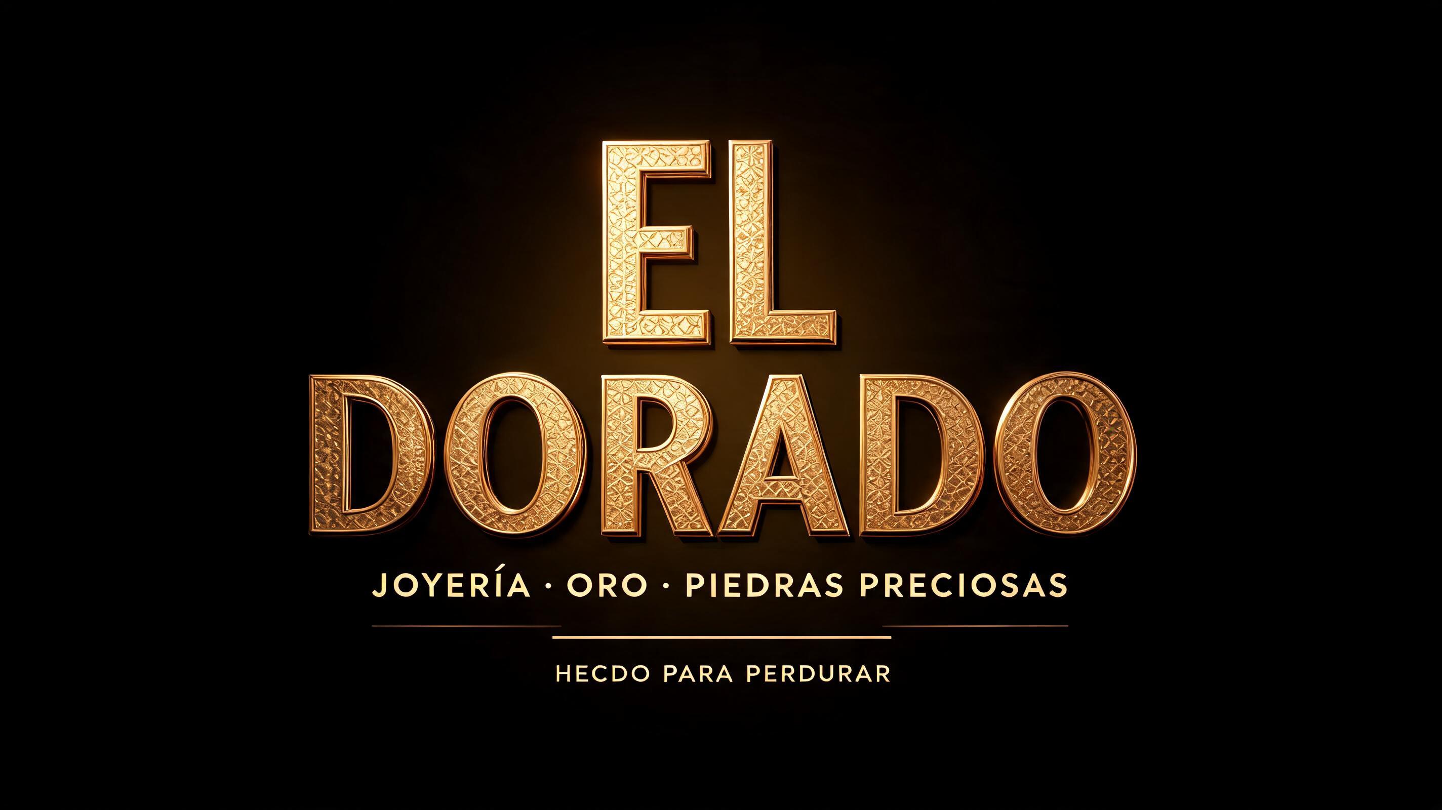 "EL DORADO
JOYERÍA · ORO · PIEDRAS PRECIOSAS
HECHO PARA PERDURAR" — 3d Bold Gold | AI Text Effect Generator