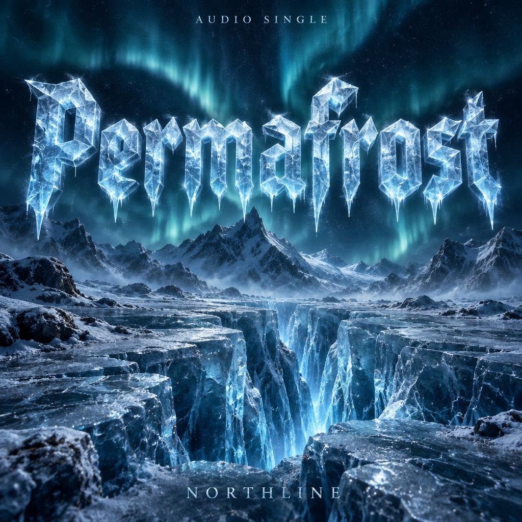 "Permafrost
AUDIO SINGLE
NORTHLINE" — Glass Frozen | AI Text Effect Generator
