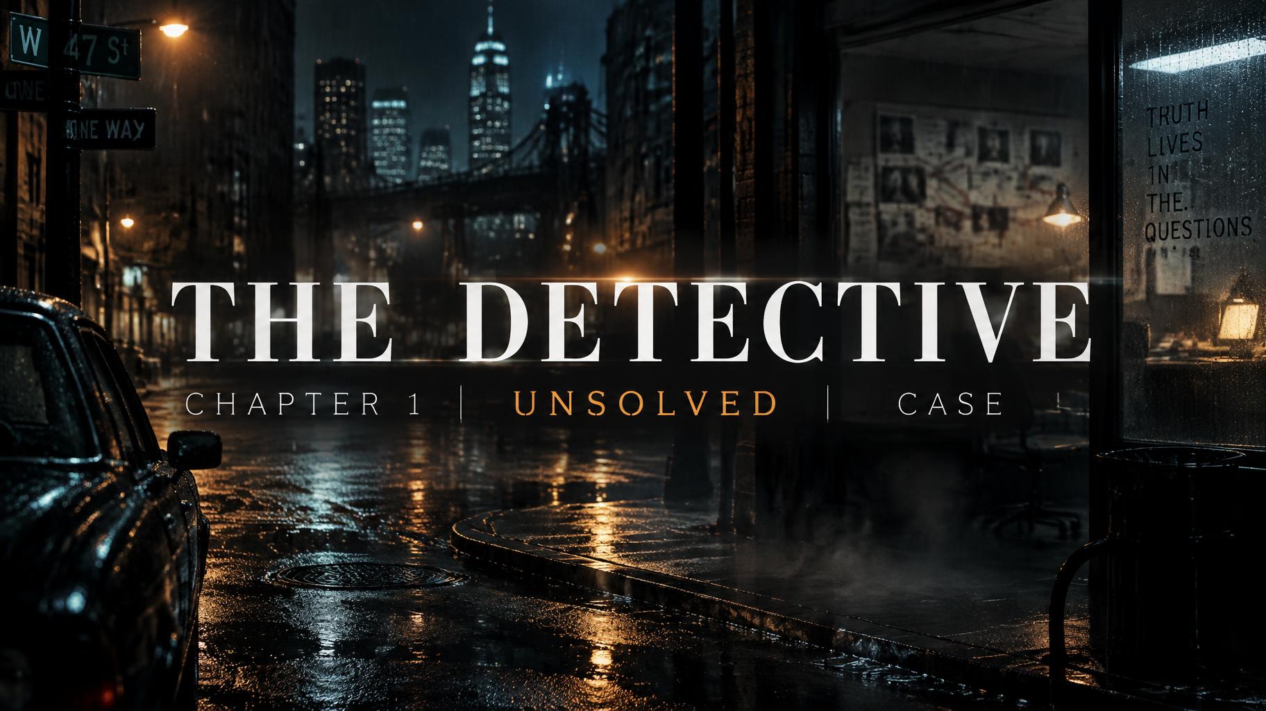 "THE  DETECTIVE 
 CHAPTER 1        UNSOLVED        CASE" — Cinematic Netflix | AI Text Effect Generator