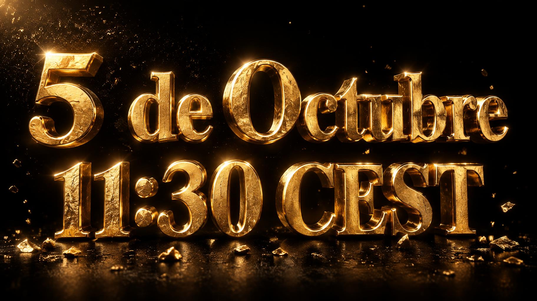 "5  de Octubre 11:30 CEST" — Luxury Gold | AI Text Effect Generator