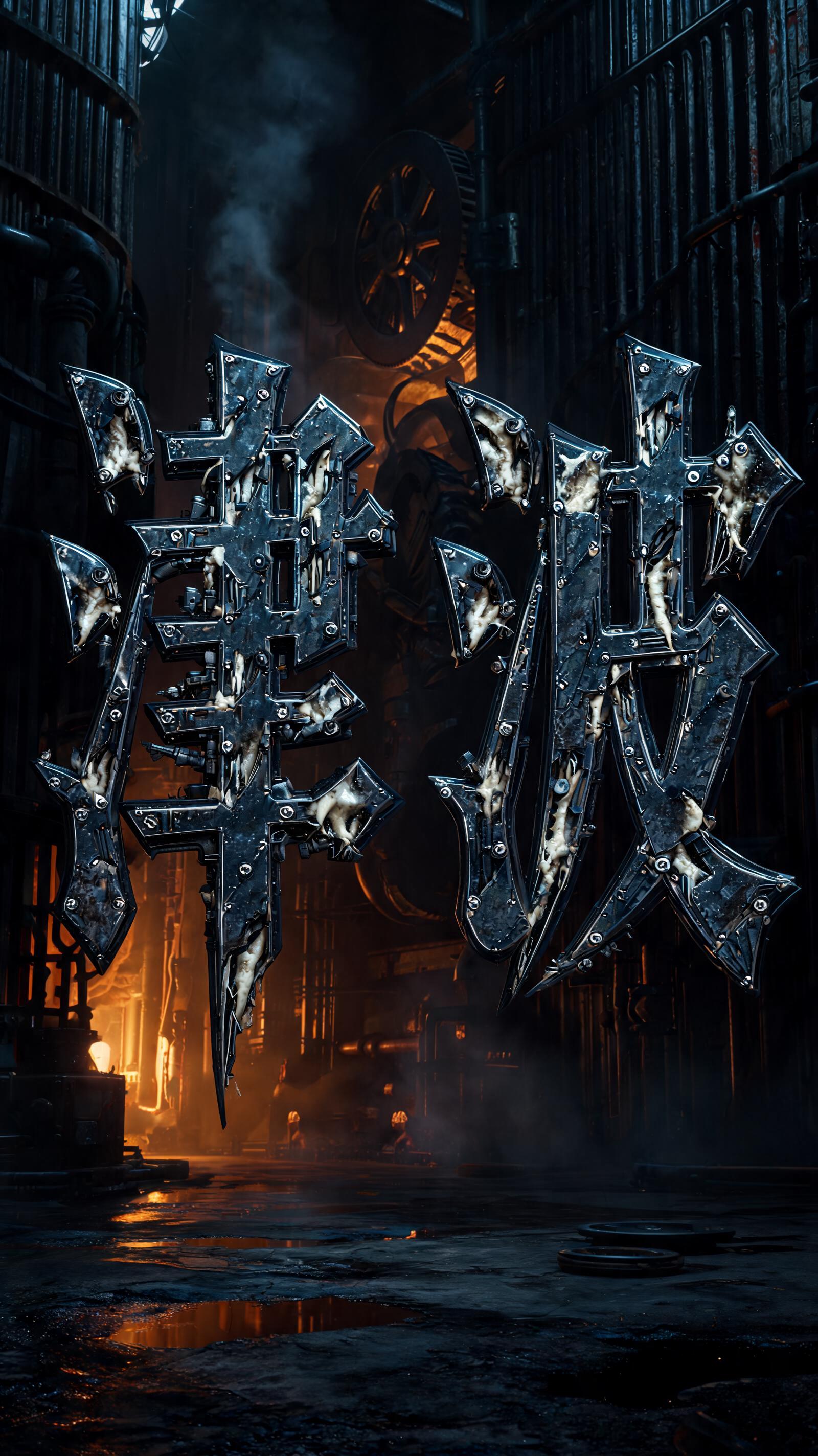 "津 波" — Cyberpunk Bio Mech text effect