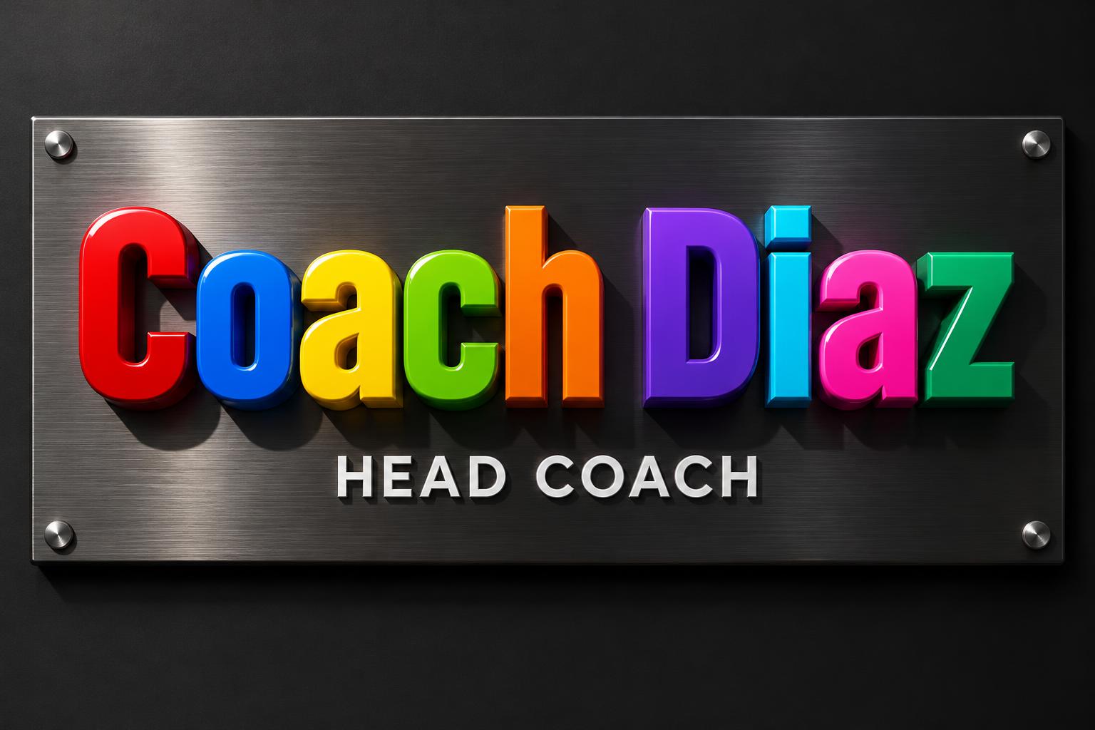 "Coach Diaz
HEAD COACH" — 3d Bold | AI Text Effect Generator