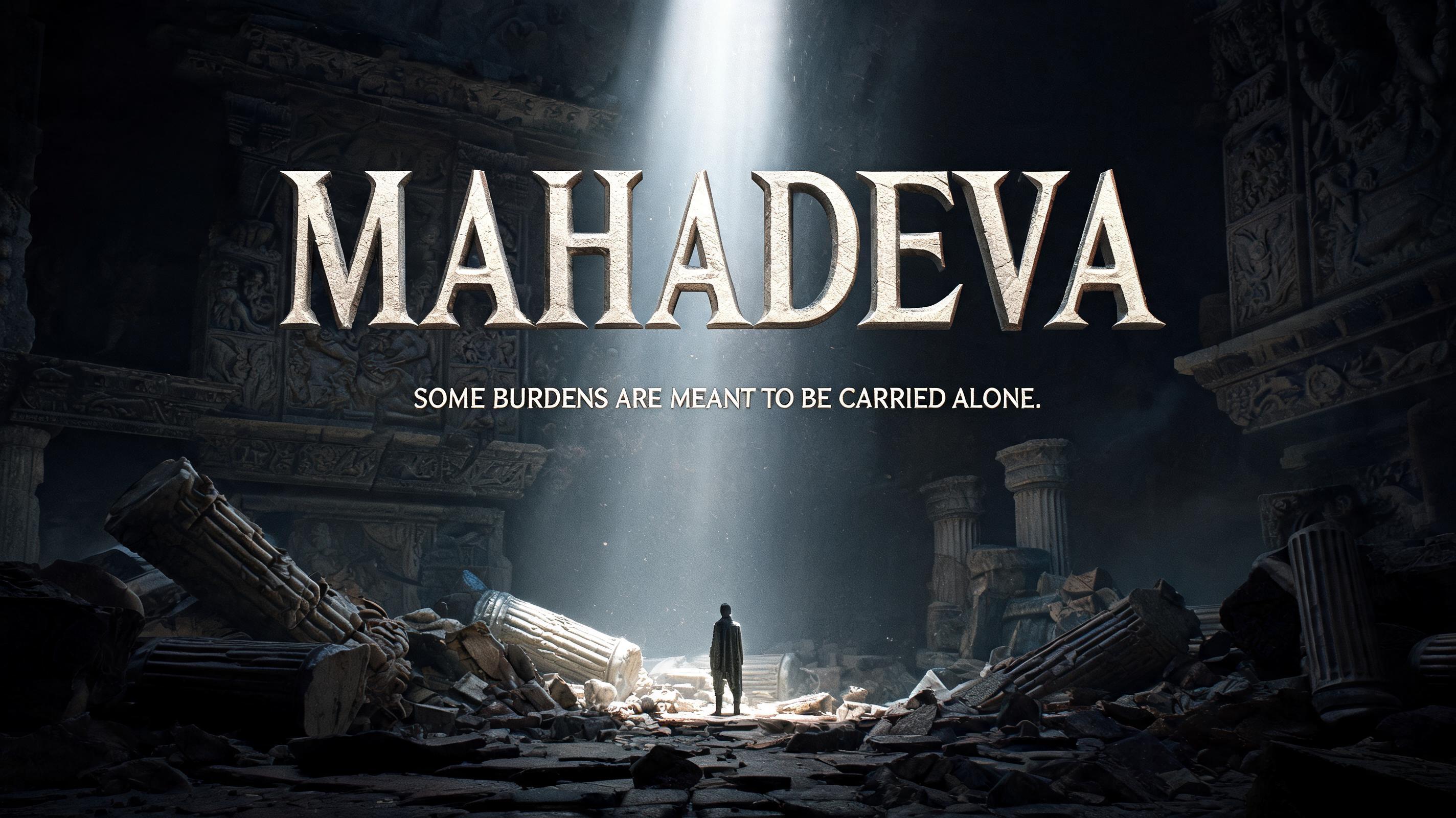 "MAHADEVA 
Some burdens are meant to be carried alone." — Cinematic | AI Text Effect Generator