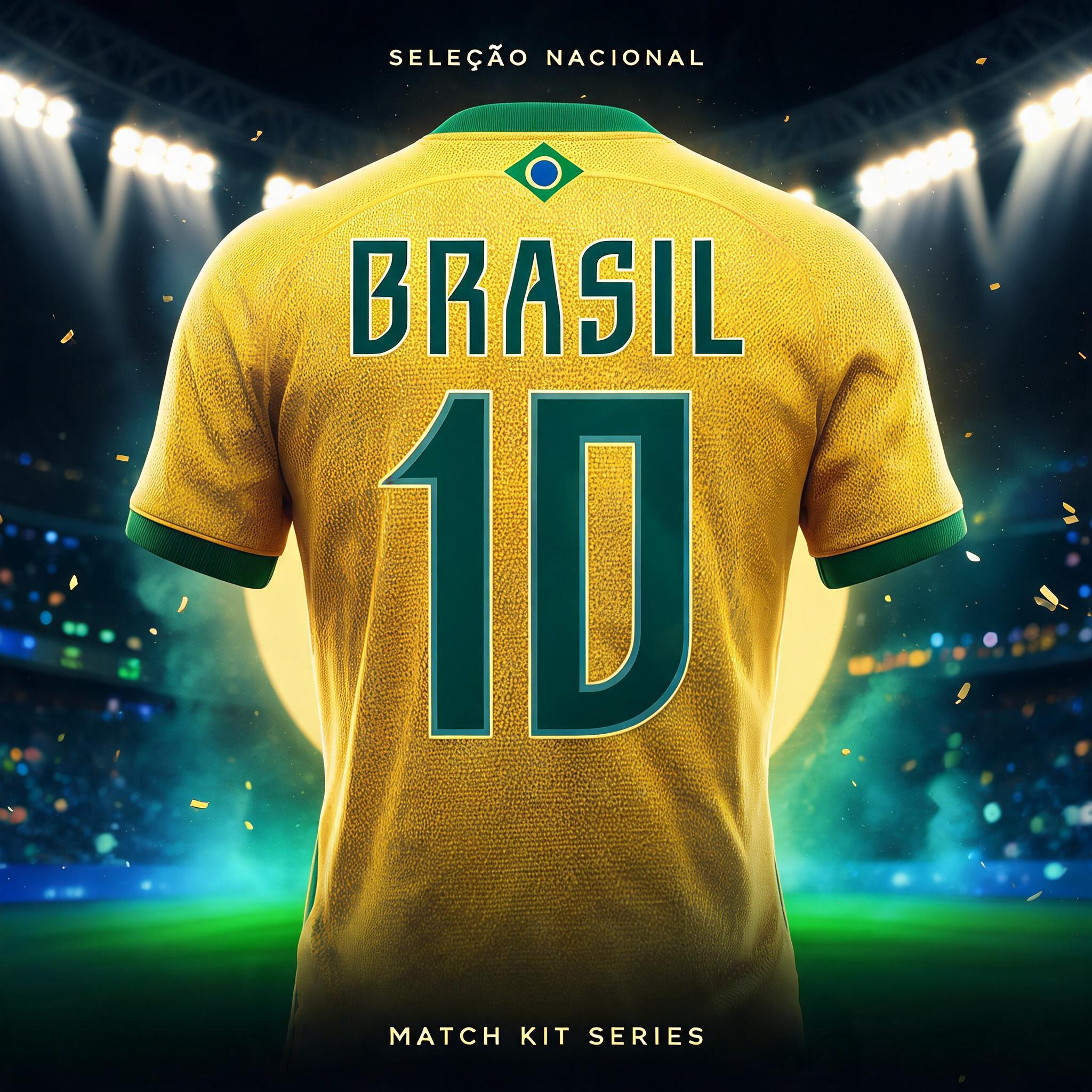 "BRASIL
10
SELEÇÃO NACIONAL
MATCH KIT SERIES" — Sports Football | AI Text Effect Generator