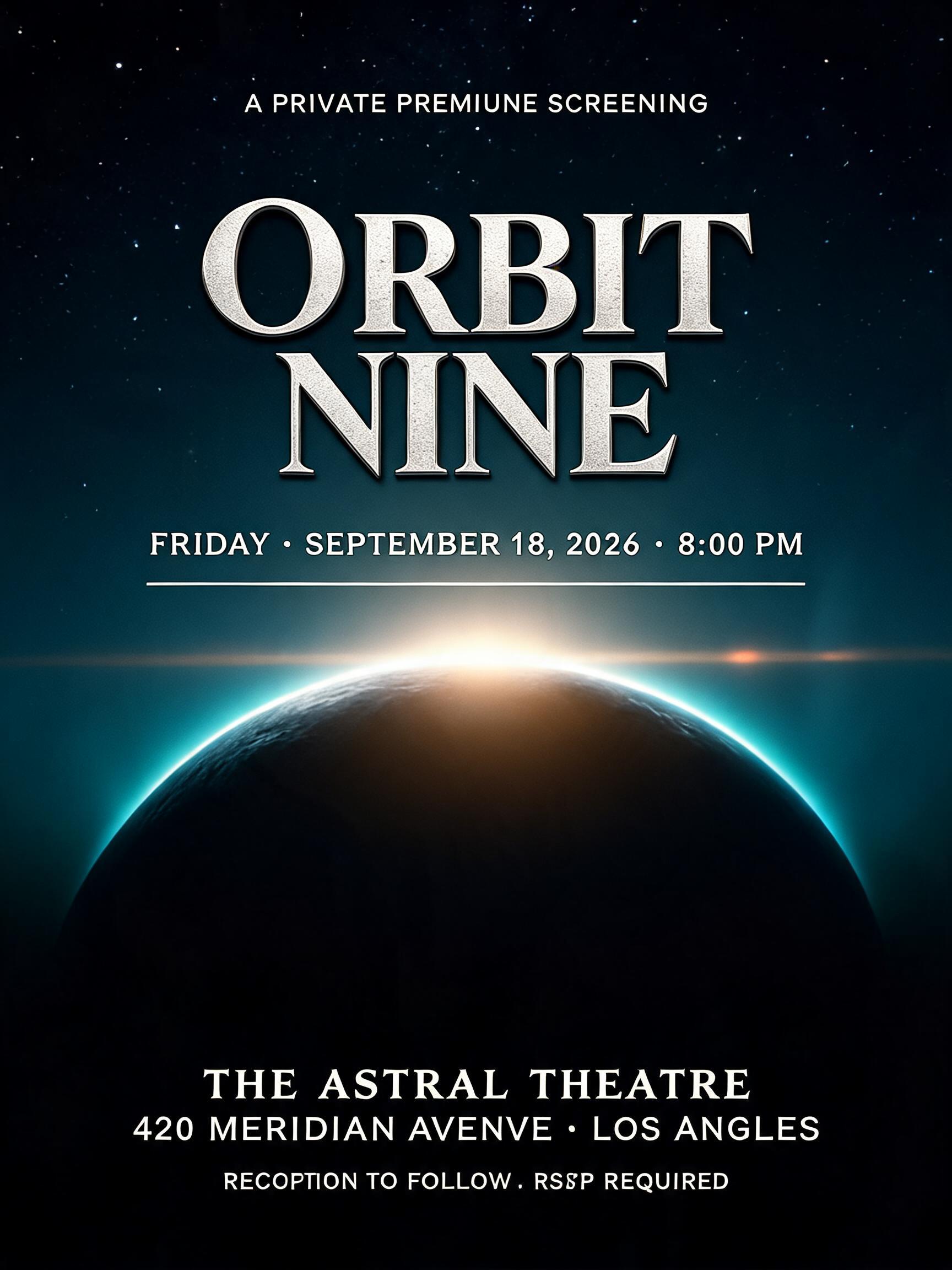 "A PRIVATE PREMIERE SCREENING" — Cinematic text effect