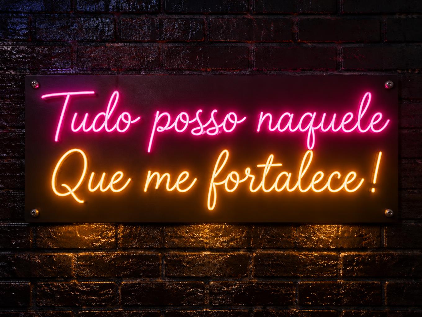 "Tudo posso naquele
Que me fortalece !" — Neon Sign | AI Text Effect Generator