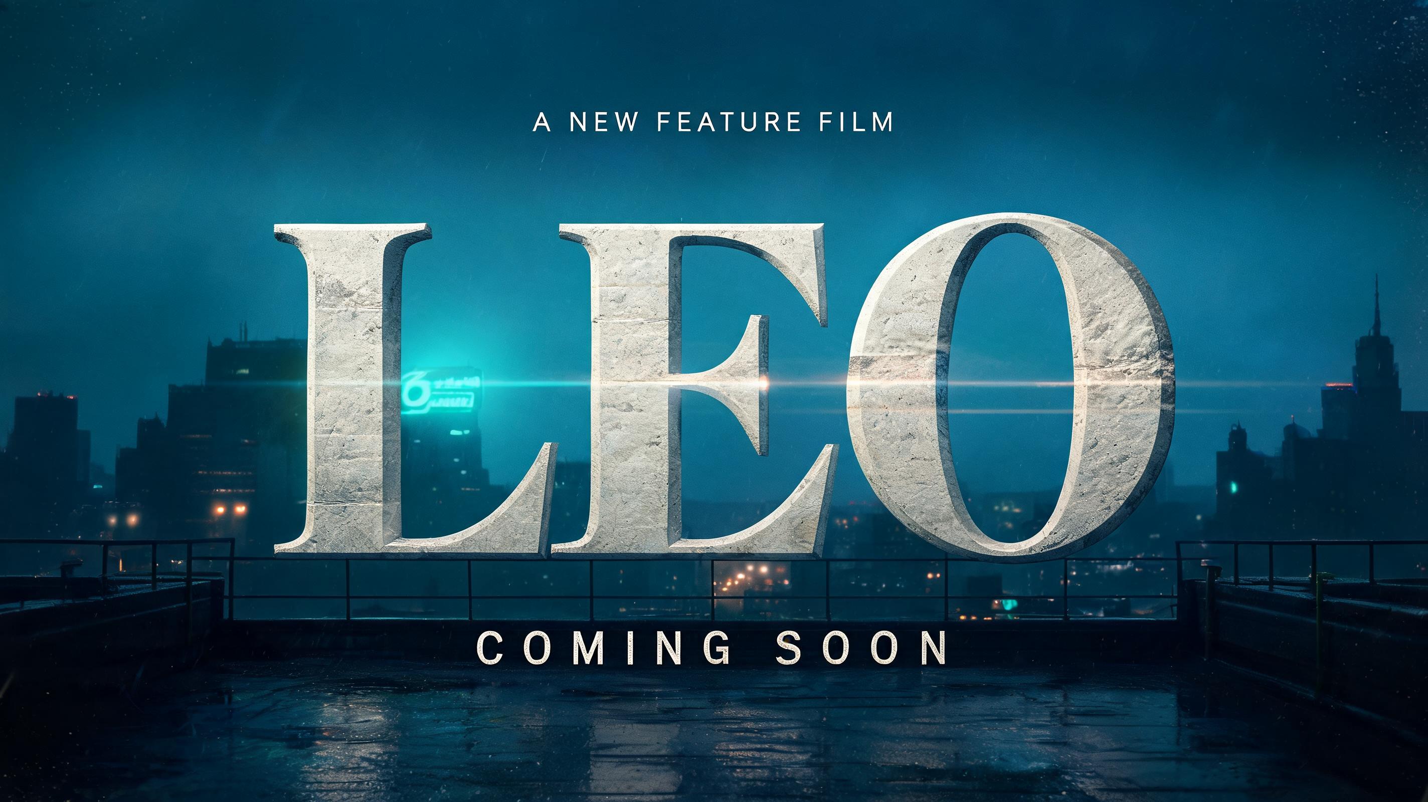 "LEO
A NEW FEATURE FILM
COMING SOON" — Cinematic Netflix | AI Text Effect Generator