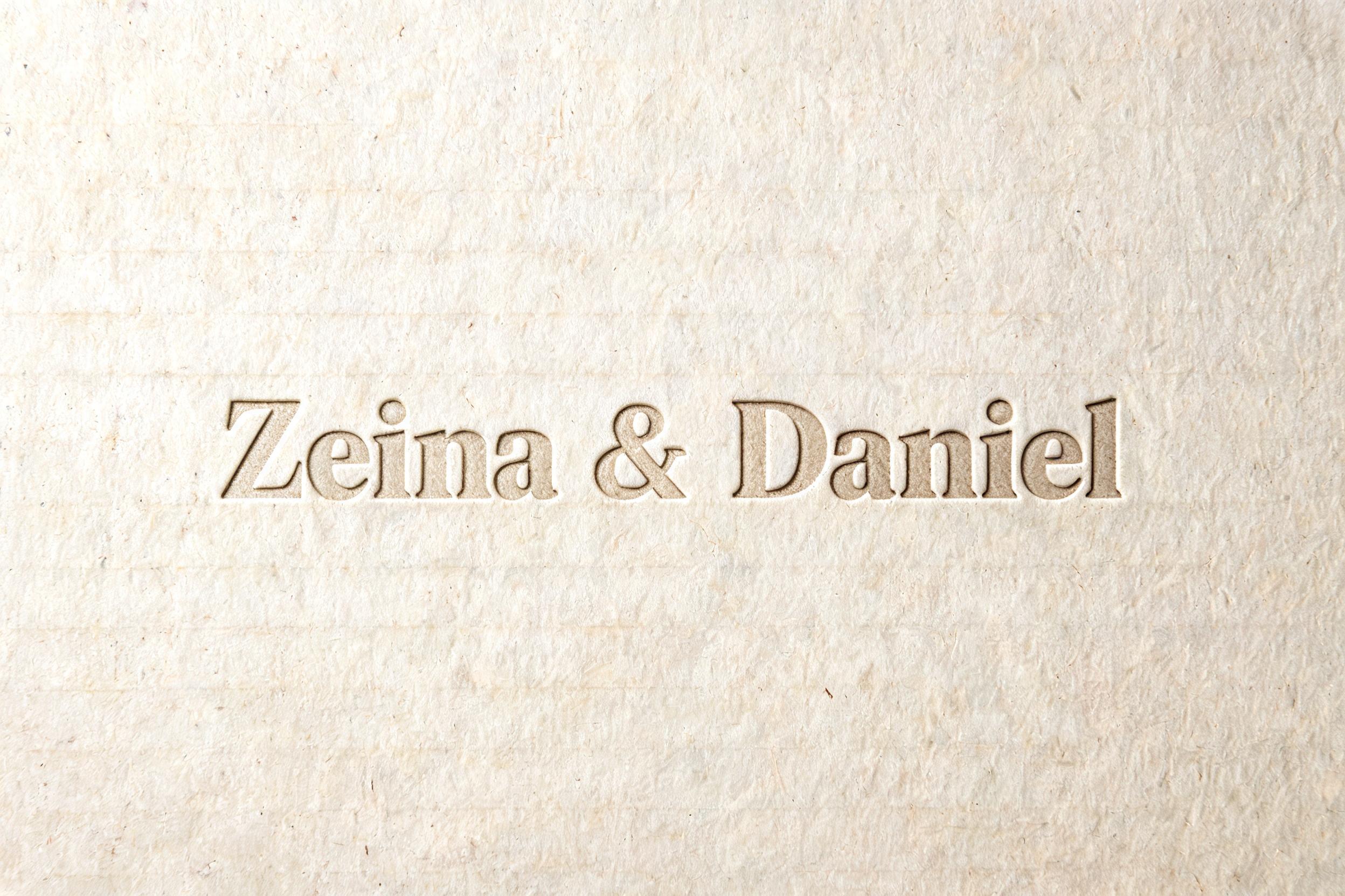 "Zeina & Daniel" — Emboss | AI Text Effect Generator