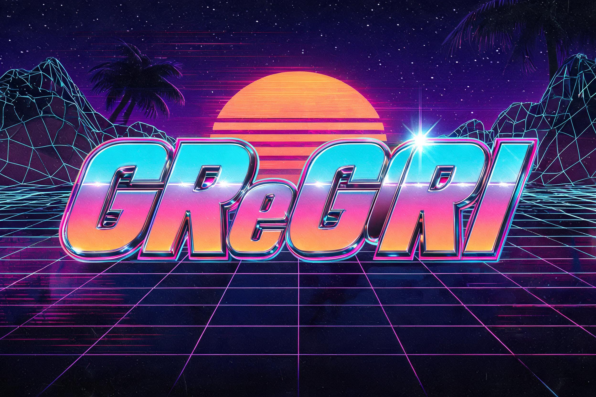 "GReGOrI" — Synthwave | AI Text Effect Generator