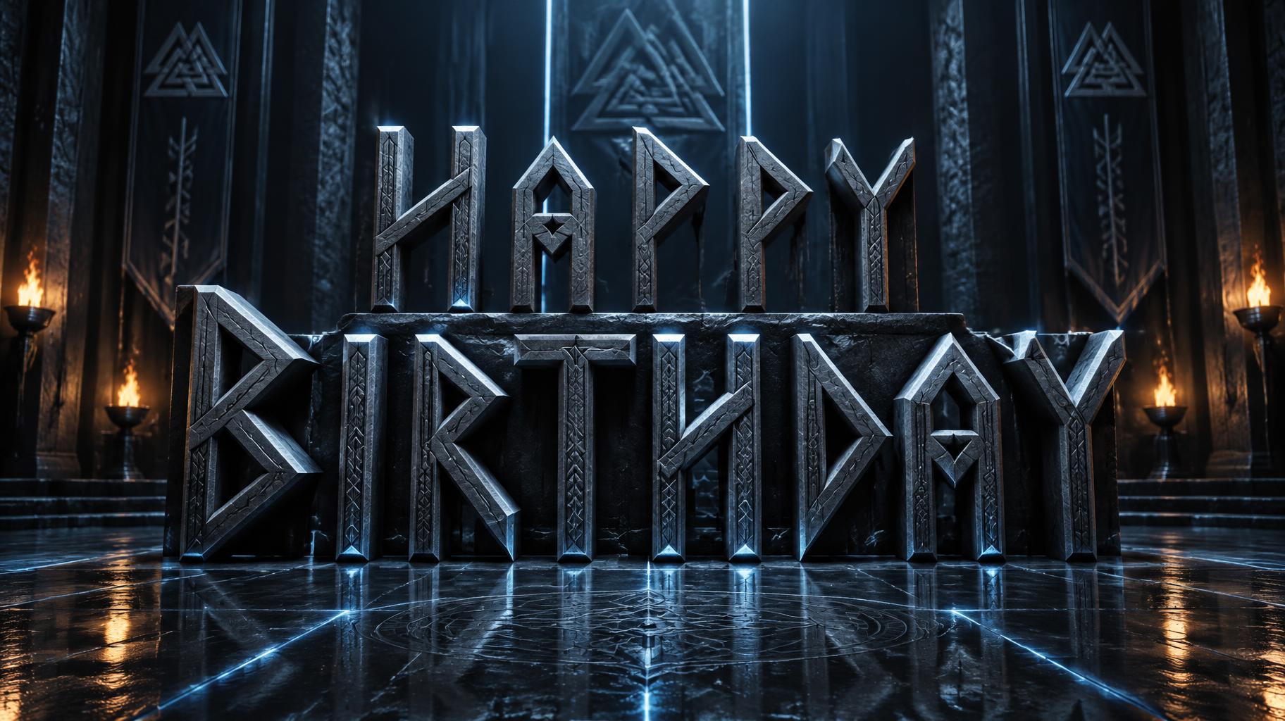 "Happy Birthday" — Viking Runic text effect