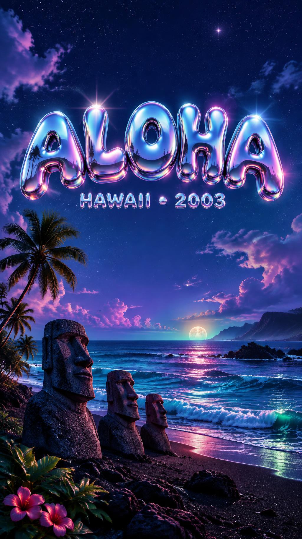 "ALOHA
HAWAII • 2003" — Y2k | AI Text Effect Generator