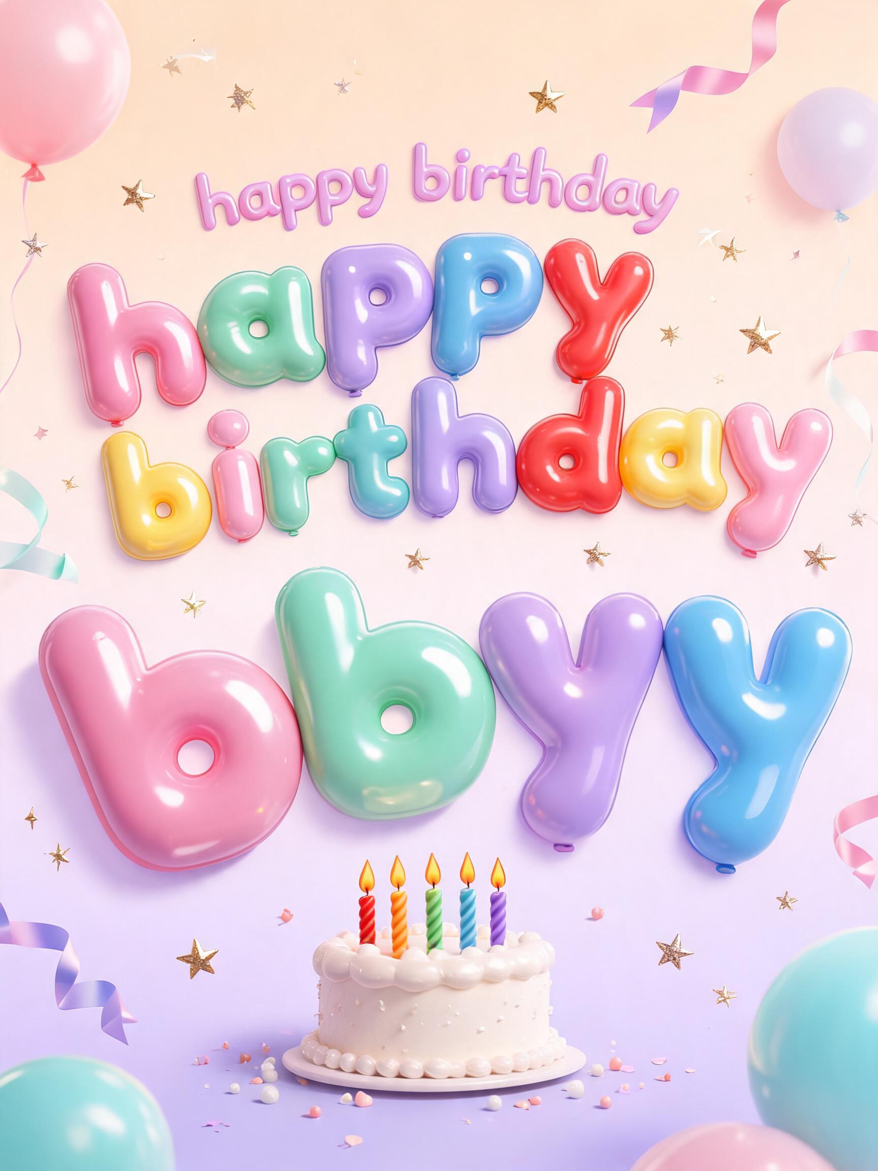 "happy birthday bbyy" — 3d Bold Inflated | AI Text Effect Generator