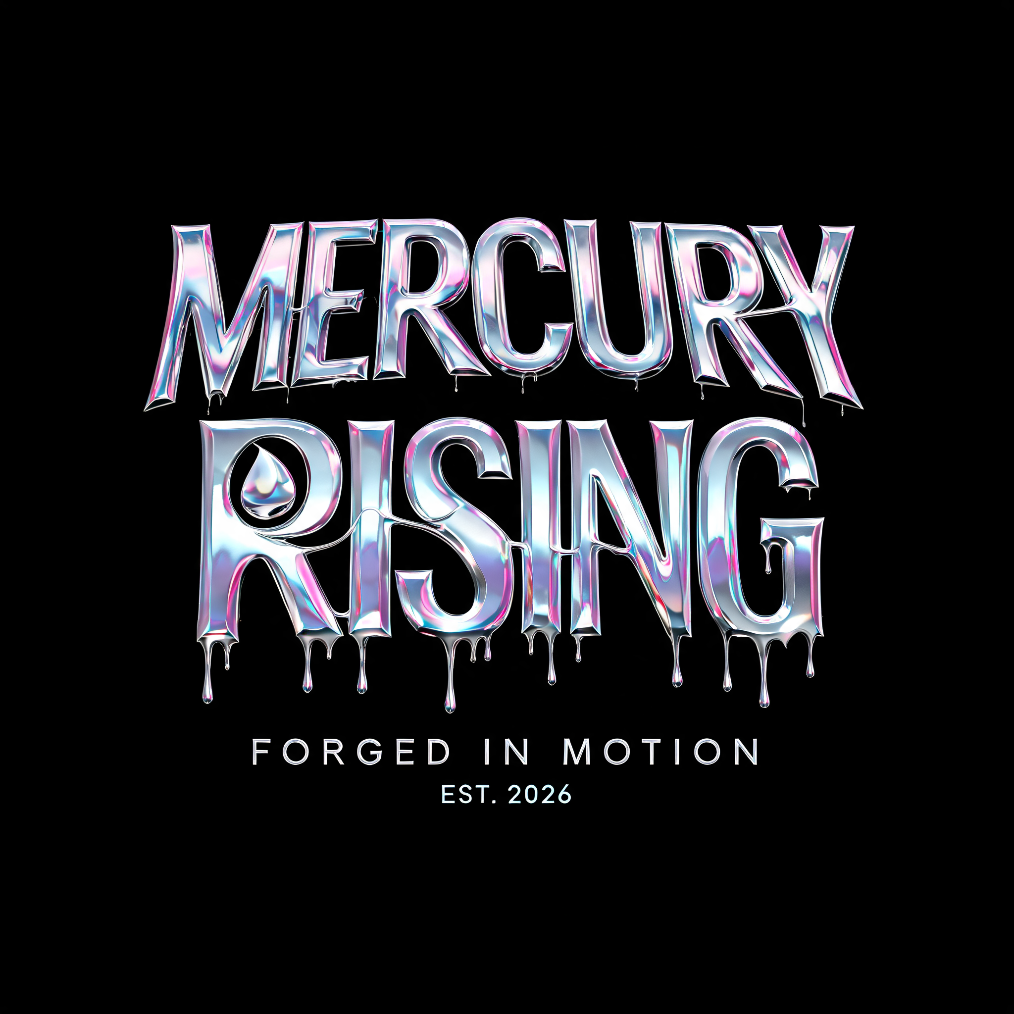 "Design a liquid-chrome logo for my streetwear brand Mercury Rising" — Y2k Liquid | AI Text Effect Generator