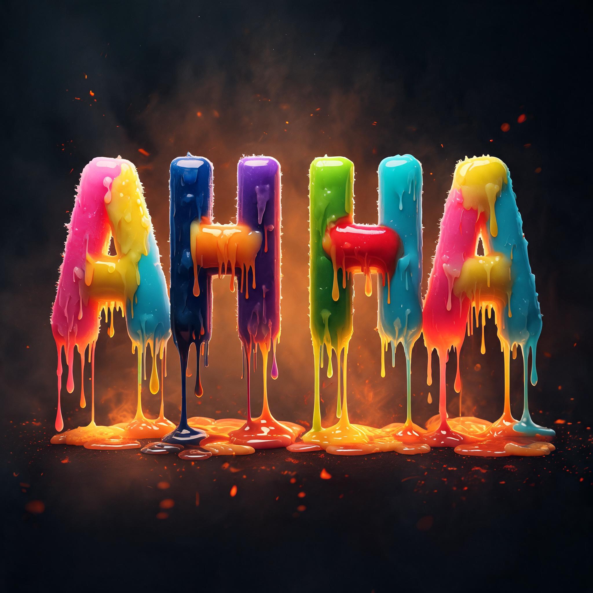 "AH HA" — Drip Font Melting text effect