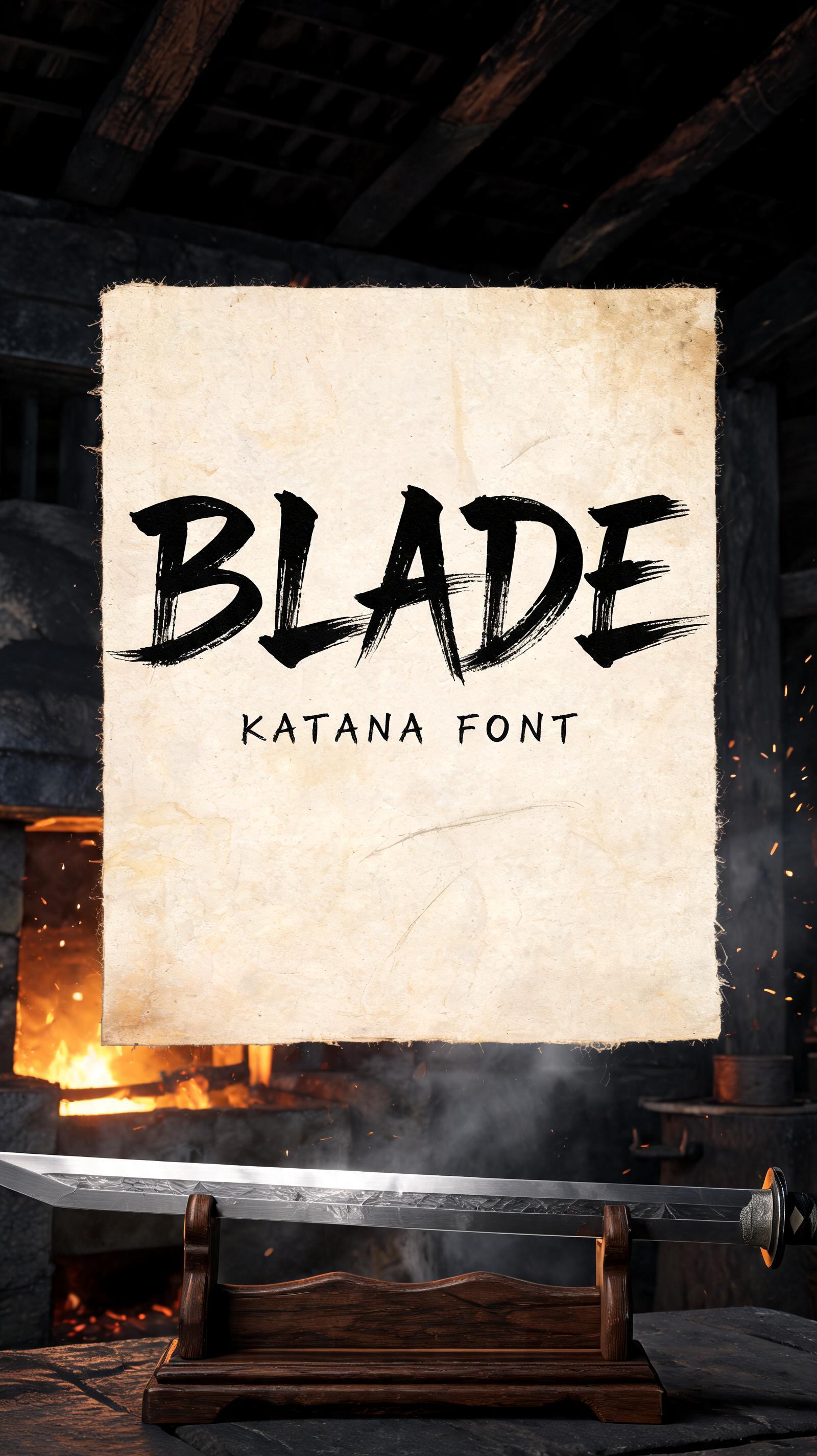 "BLADE
KATANA FONT" — Brush Japanese Ink | AI Text Effect Generator