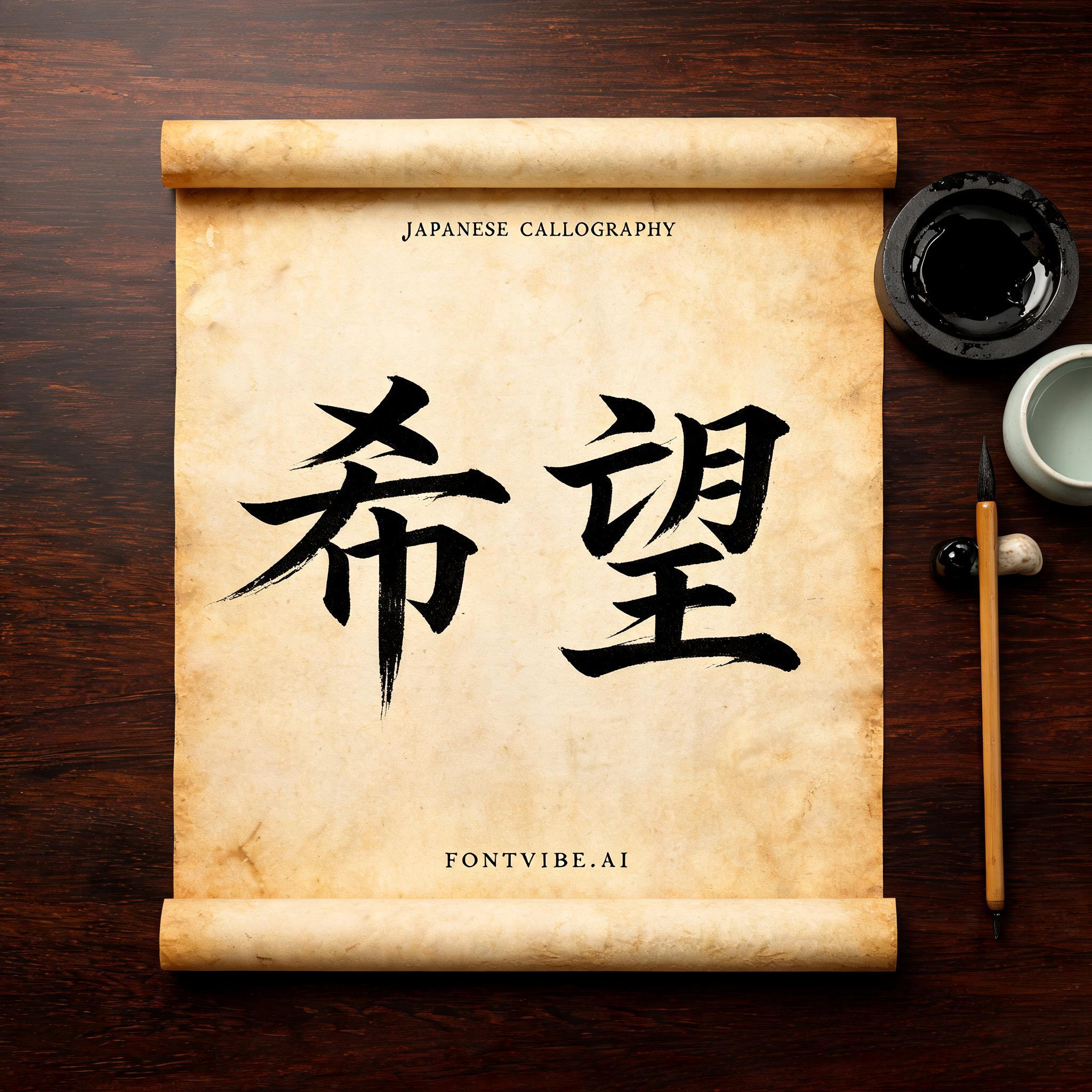 "希望" — Brush Japanese Ink | AI Text Effect Generator