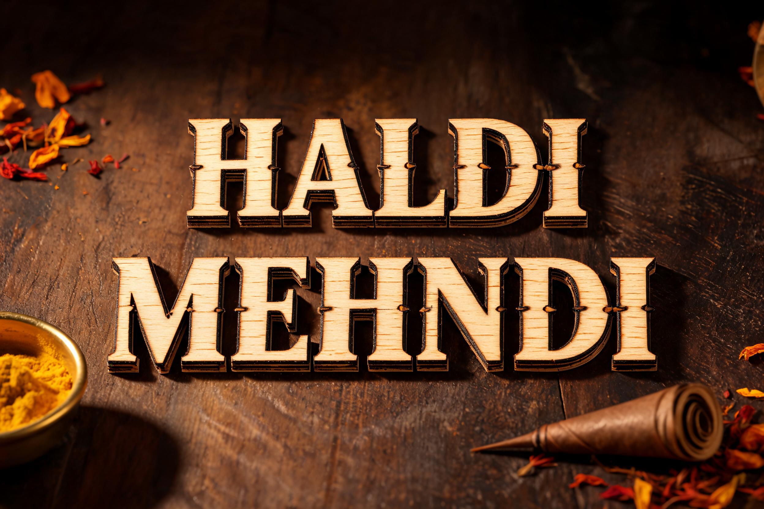 "HALDI MEHNDI" — Laser Cut | AI Text Effect Generator