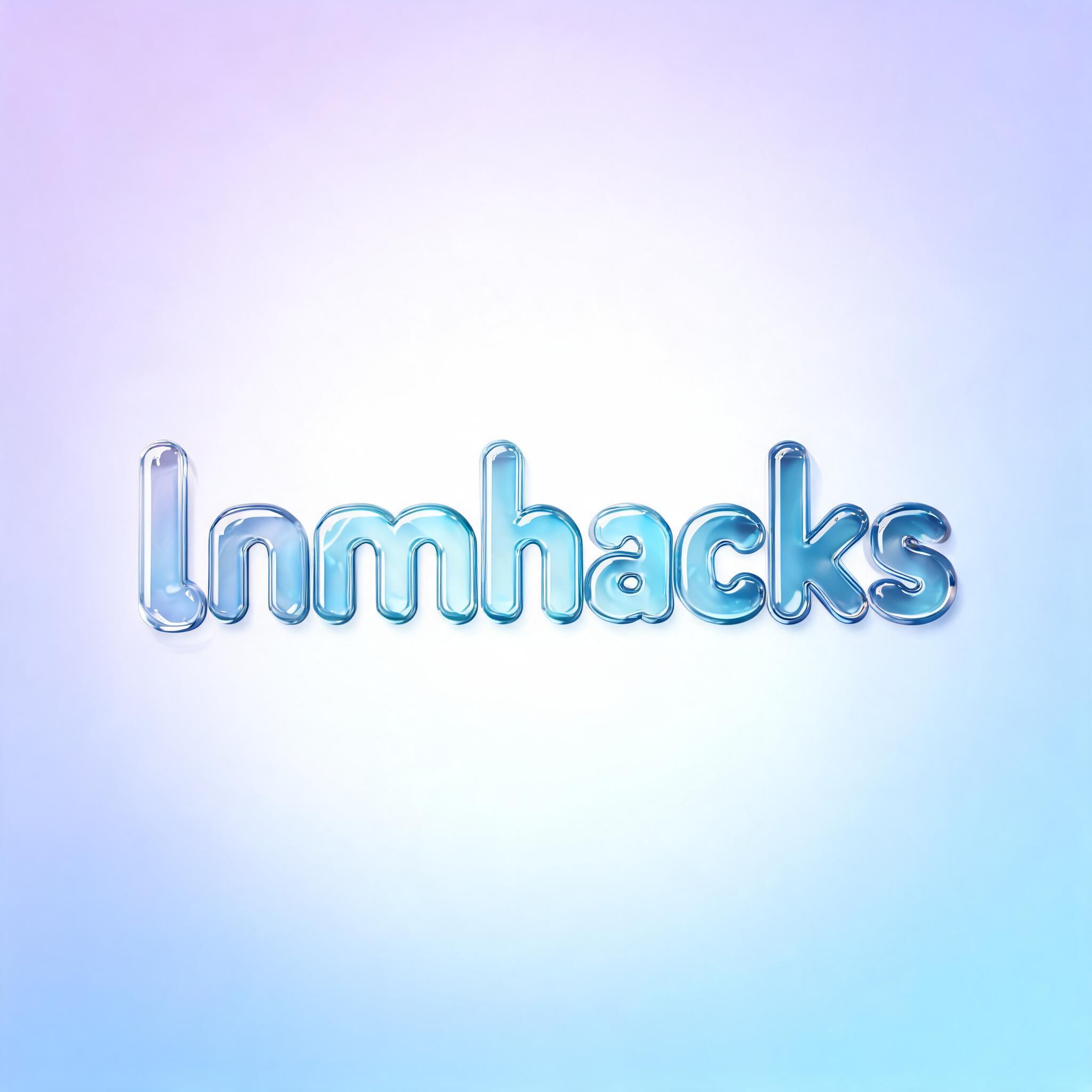 "lnmhacks" — Glass Liquid | AI Text Effect Generator