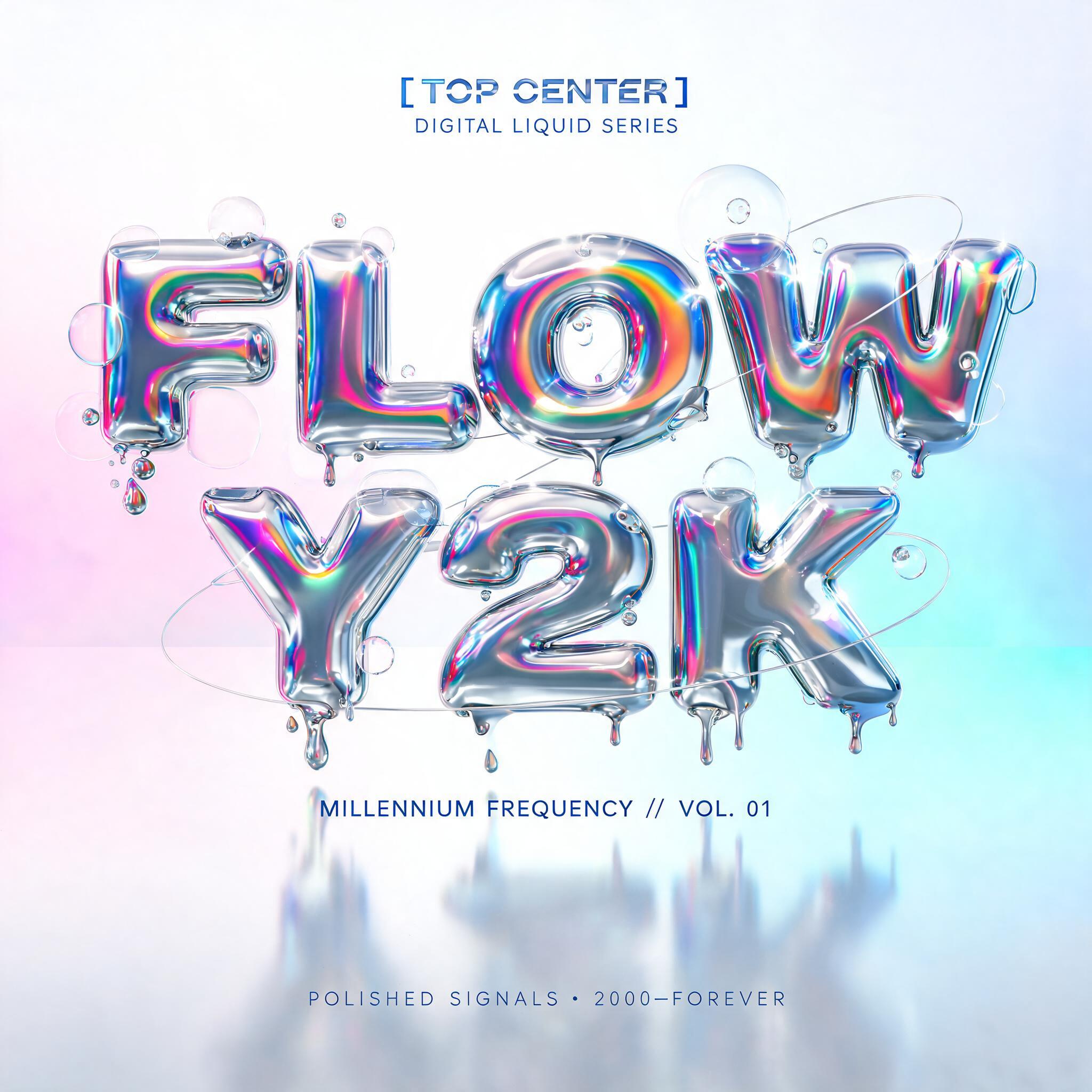 "FLOW Y2K
DIGITAL LIQUID SERIES
MILLENNIUM FREQUENCY // VOL. 01
POLISHED SIGNALS · 2000–FOREVER" — Y2k Chrome | AI Text Effect Generator