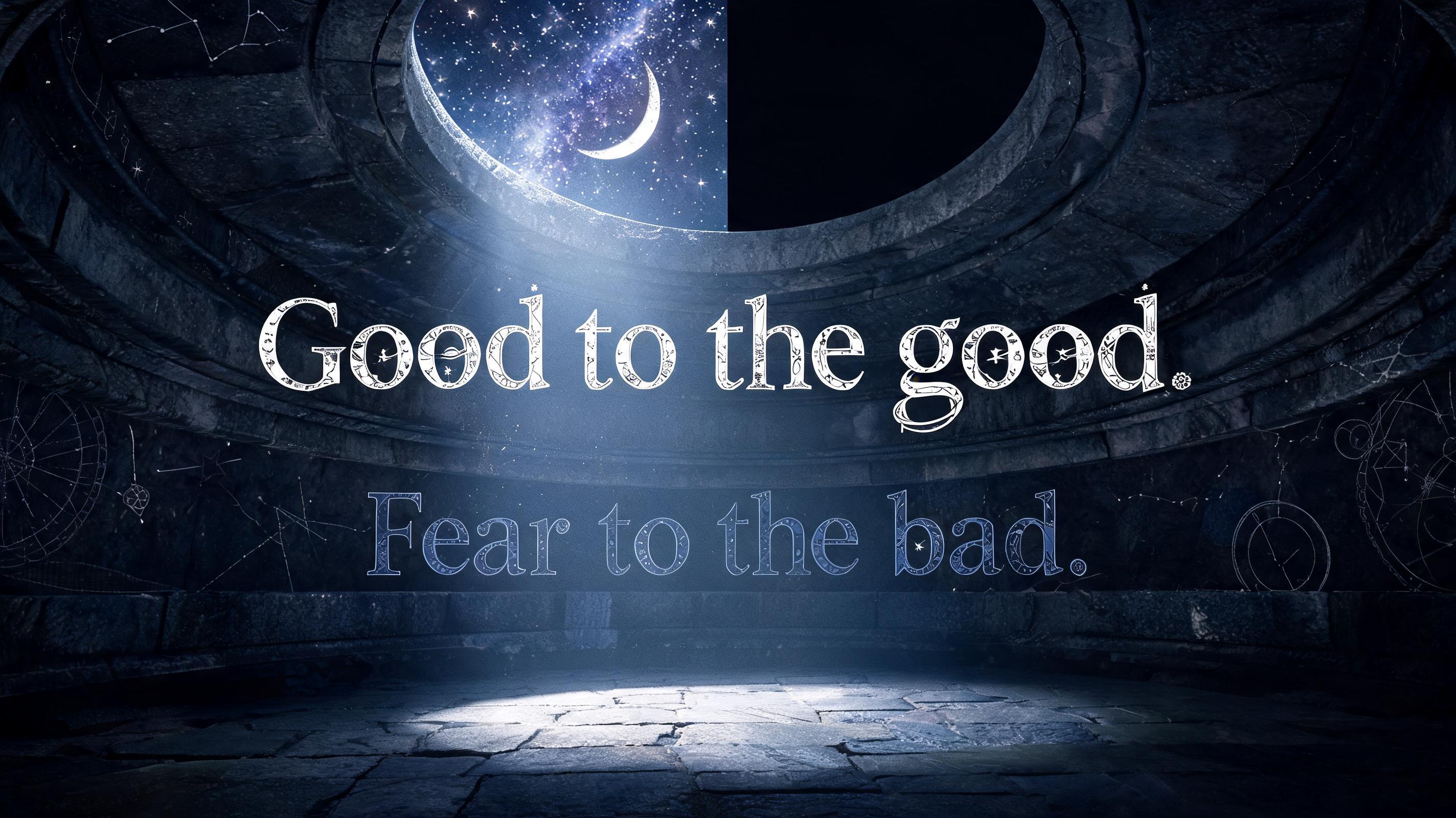 "Good to the good. Fear to the bad" — Celestial Symbol text effect
