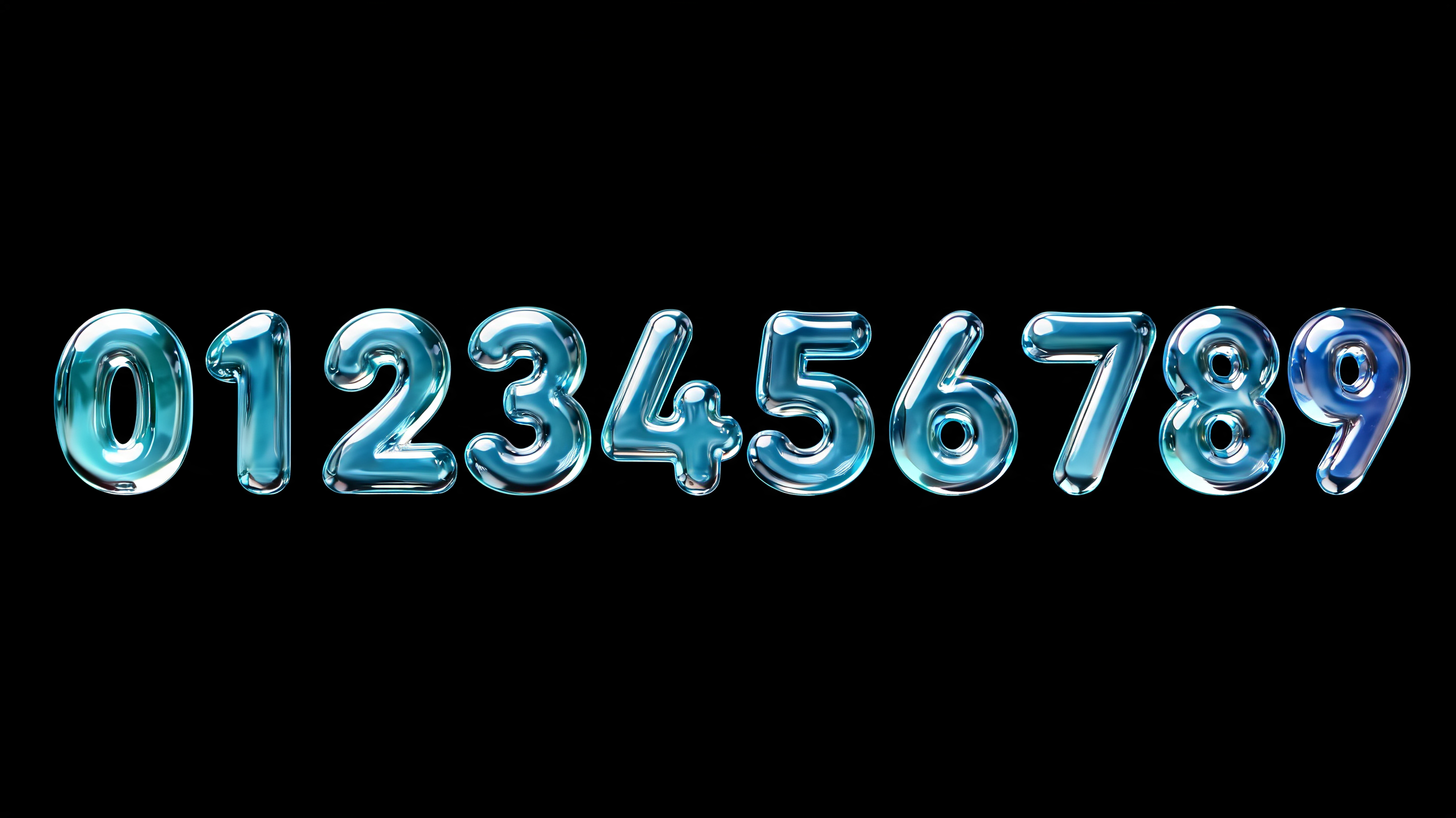 "0123456789" — Glass Liquid | AI Text Effect Generator
