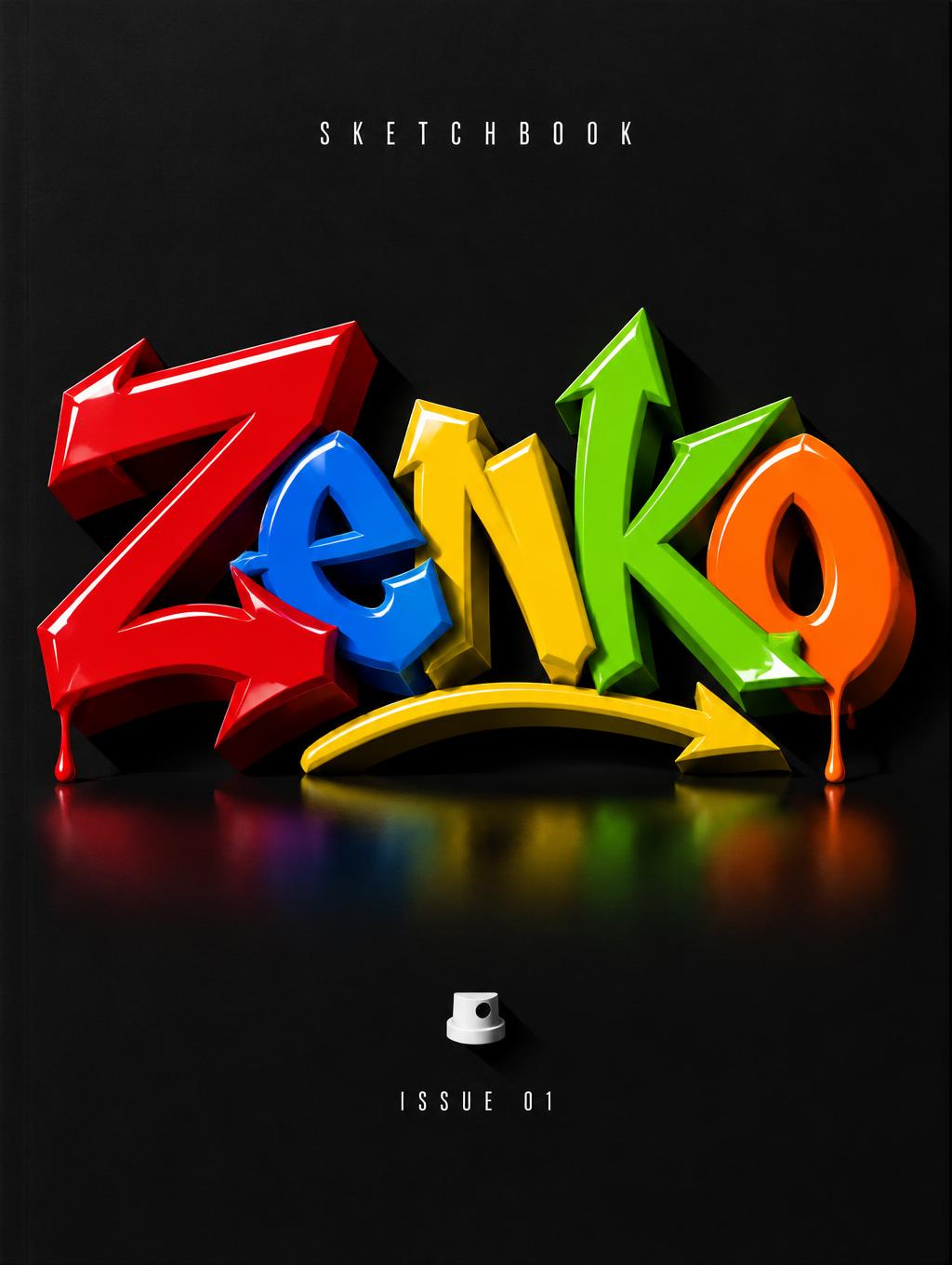 "Zenko
SKETCHBOOK
ISSUE 01" — 3d Bold | AI Text Effect Generator