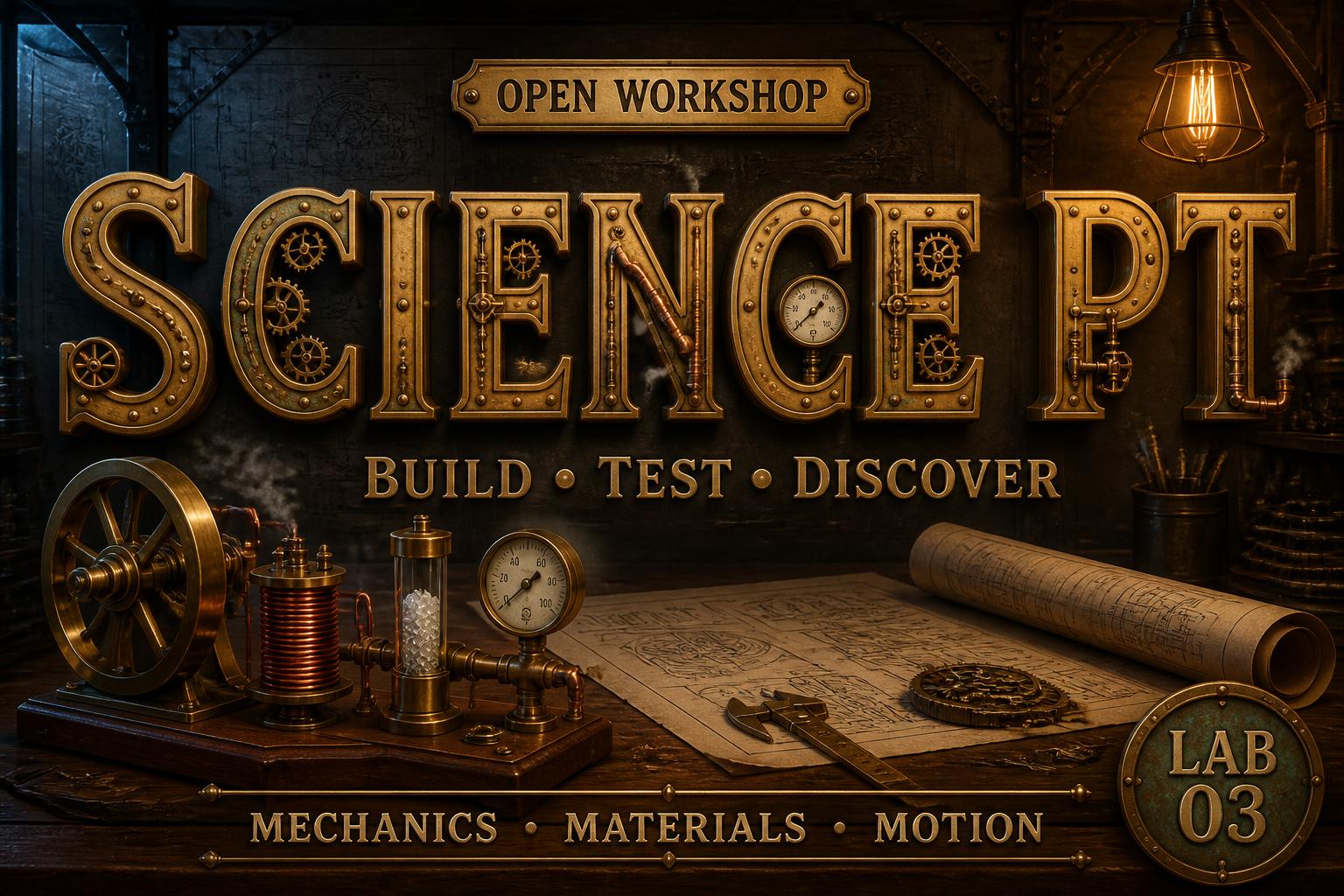 SCIENCE PT
OPEN WORKSHOP
BUILD • TEST • DISCOVER
MECHANICS · MATERIALS · MOTION
LAB 03