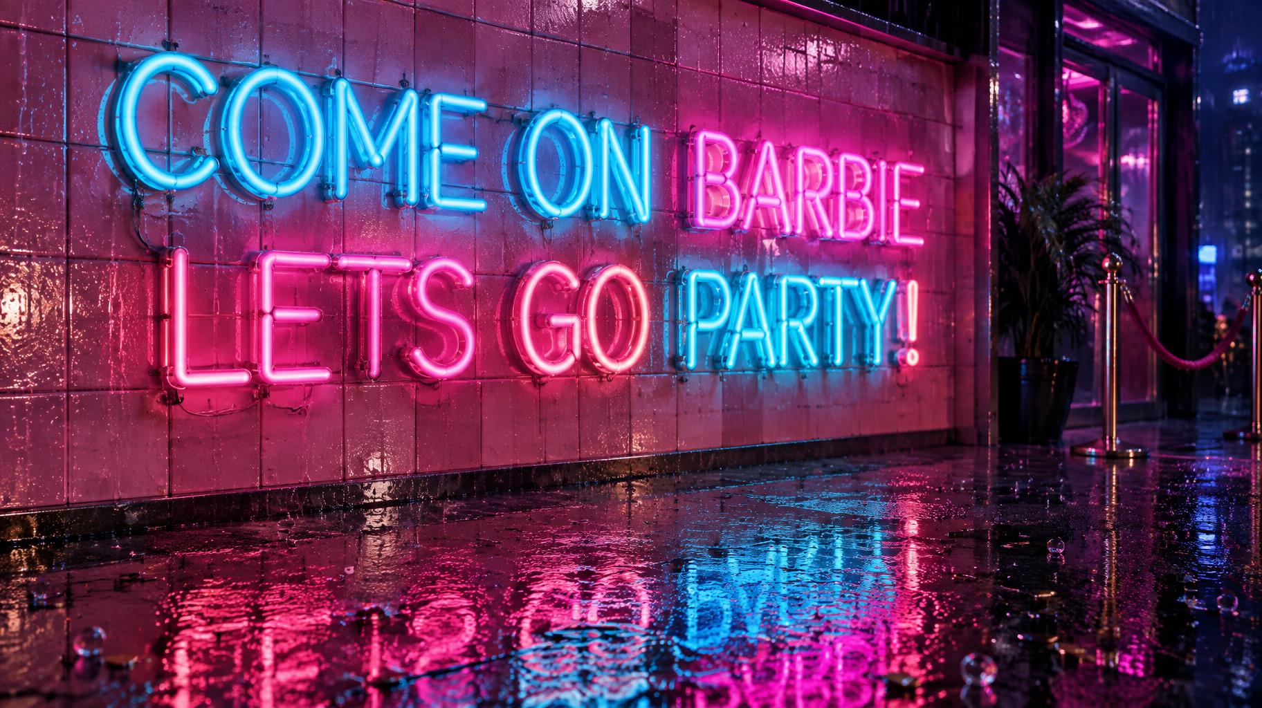 "COME ON BARBIE LETS GO PARTY!" — Neon Glow | AI Text Effect Generator