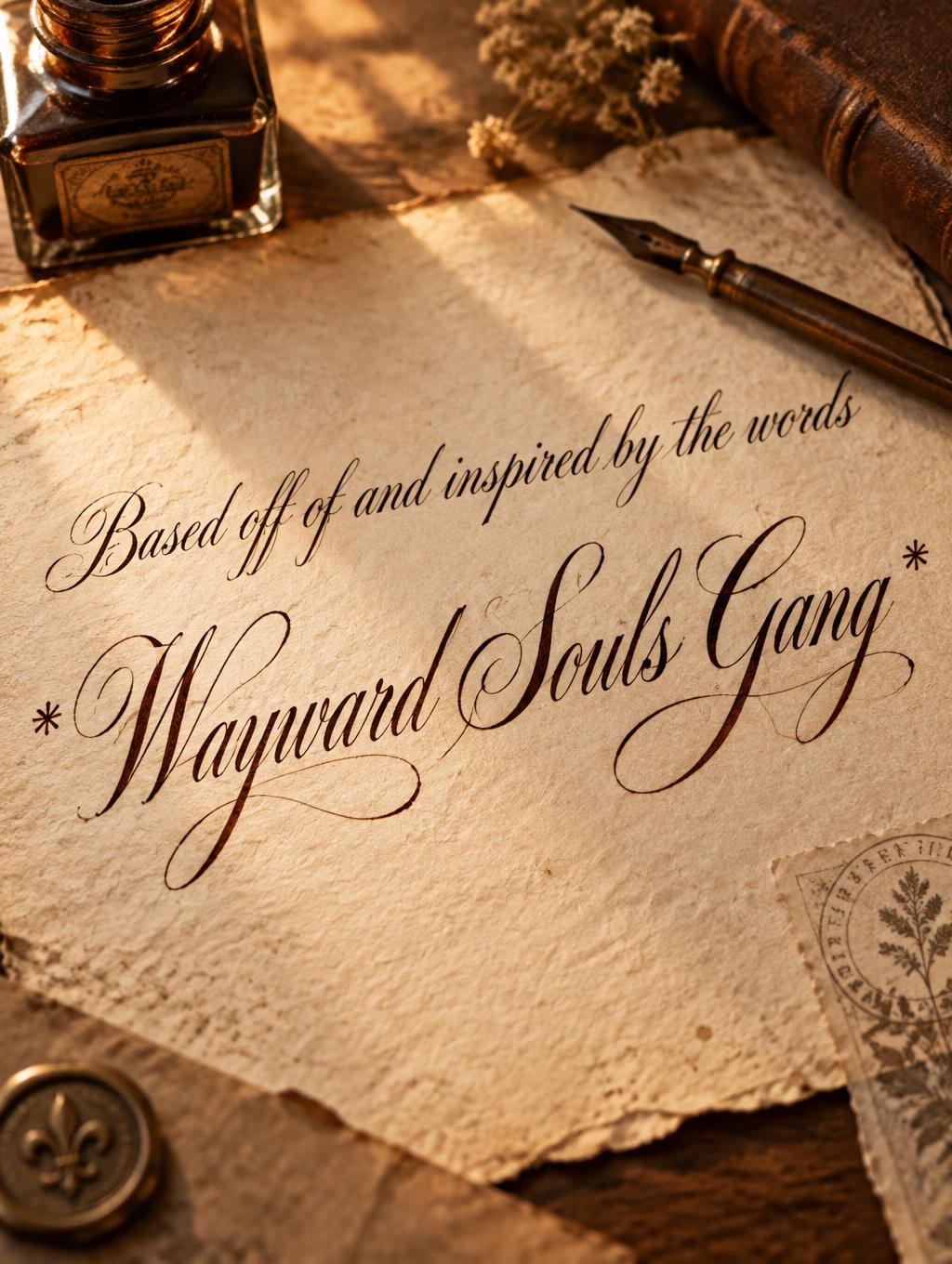"Based off of and inspired by the words 
*Wayward Souls Gang*" — Handwritten Script | AI Text Effect Generator