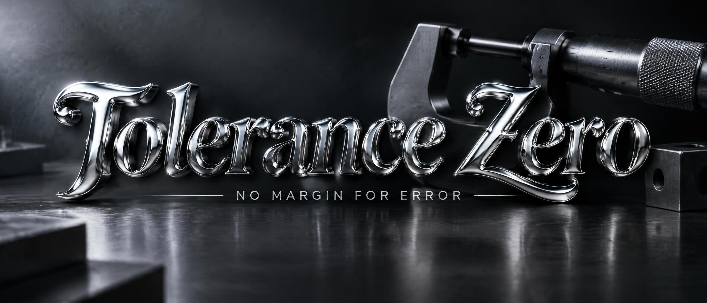 "Tolerance Zero
NO MARGIN FOR ERROR" — Metallic | AI Text Effect Generator