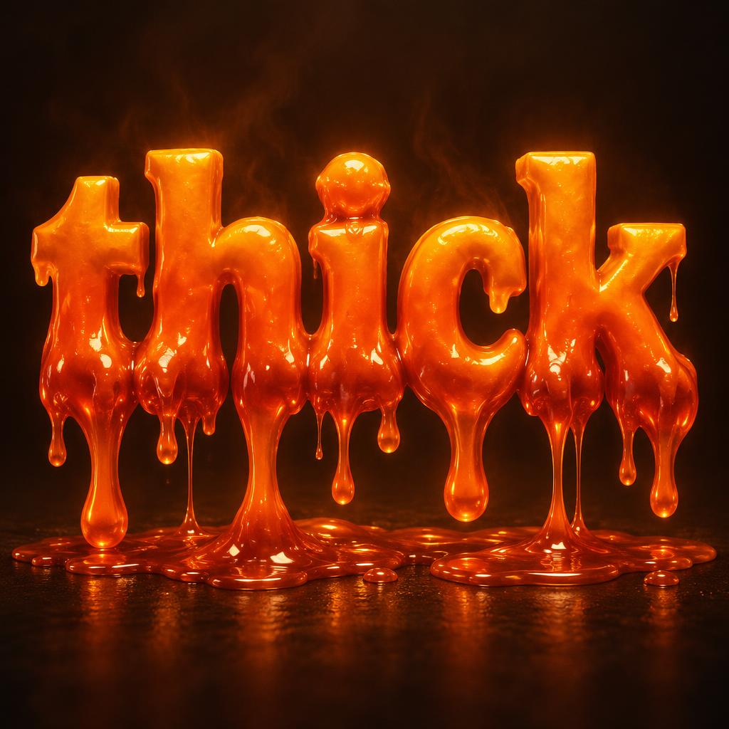 "thick" — Drip Font Melting | AI Text Effect Generator