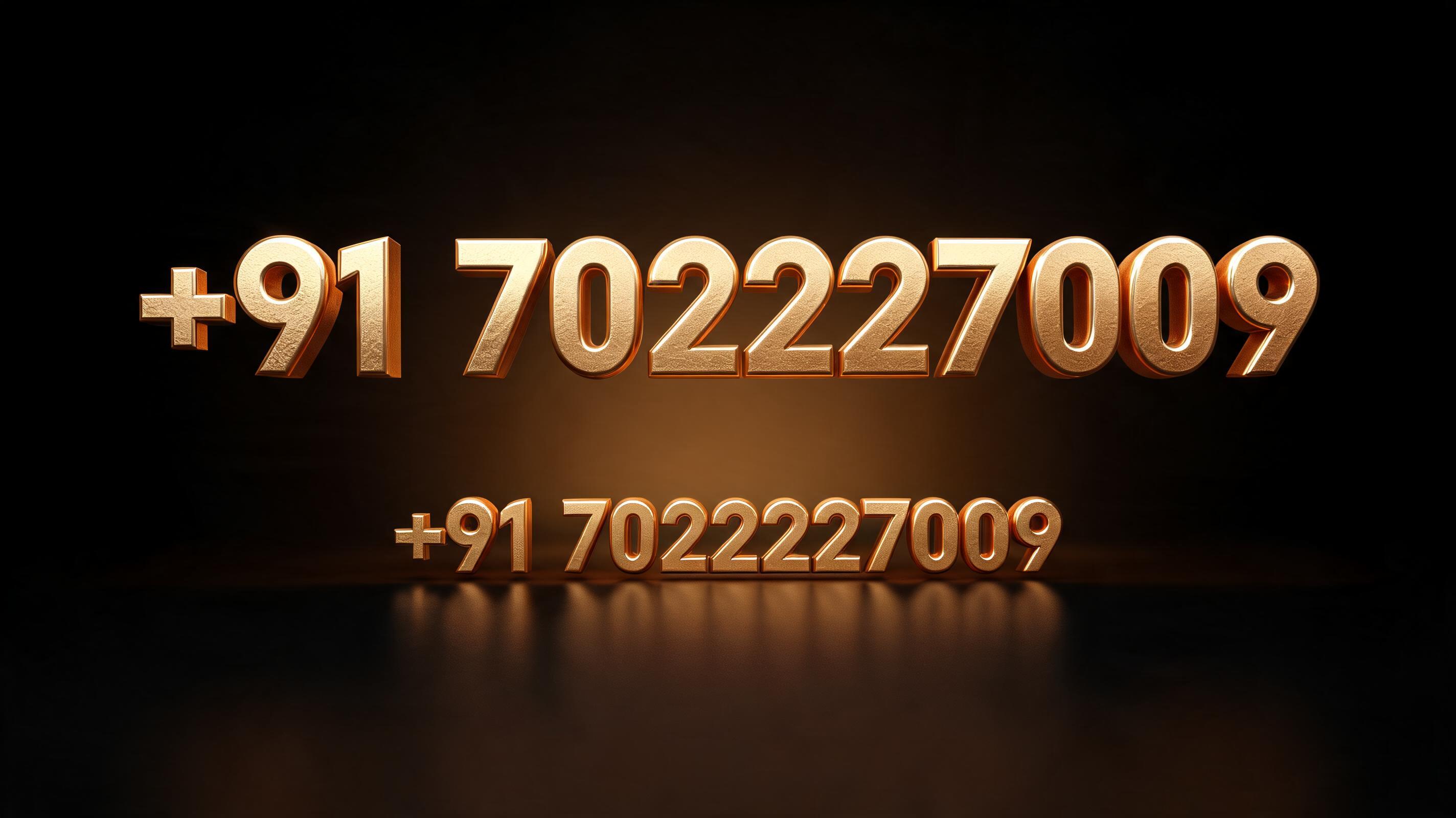 "+91 7022227009" — 3d Bold Gold | AI Text Effect Generator