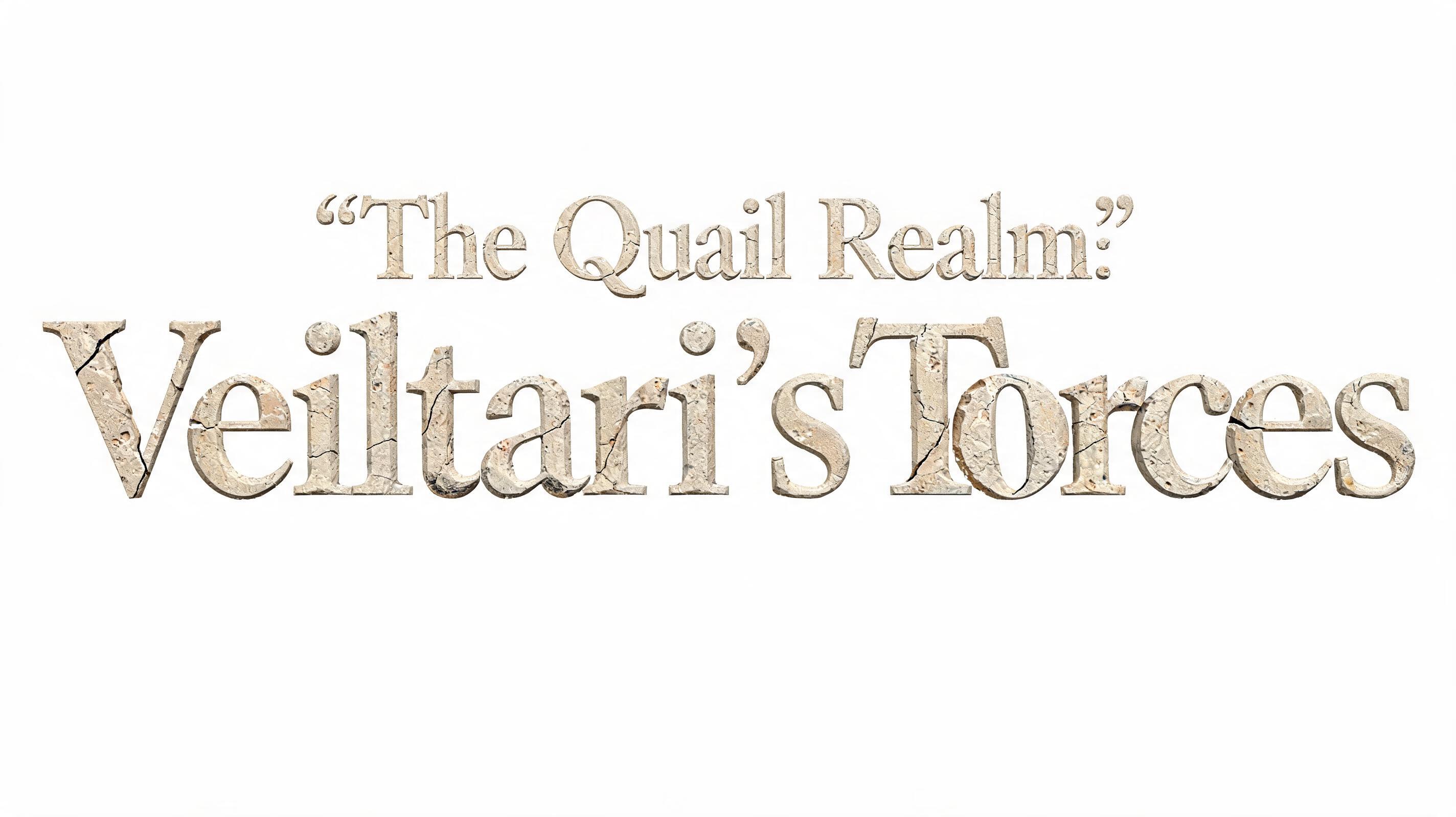 "The Quail Realm: Veiltari'sTorcs" — Chrome Metal 3d | AI Text Effect Generator