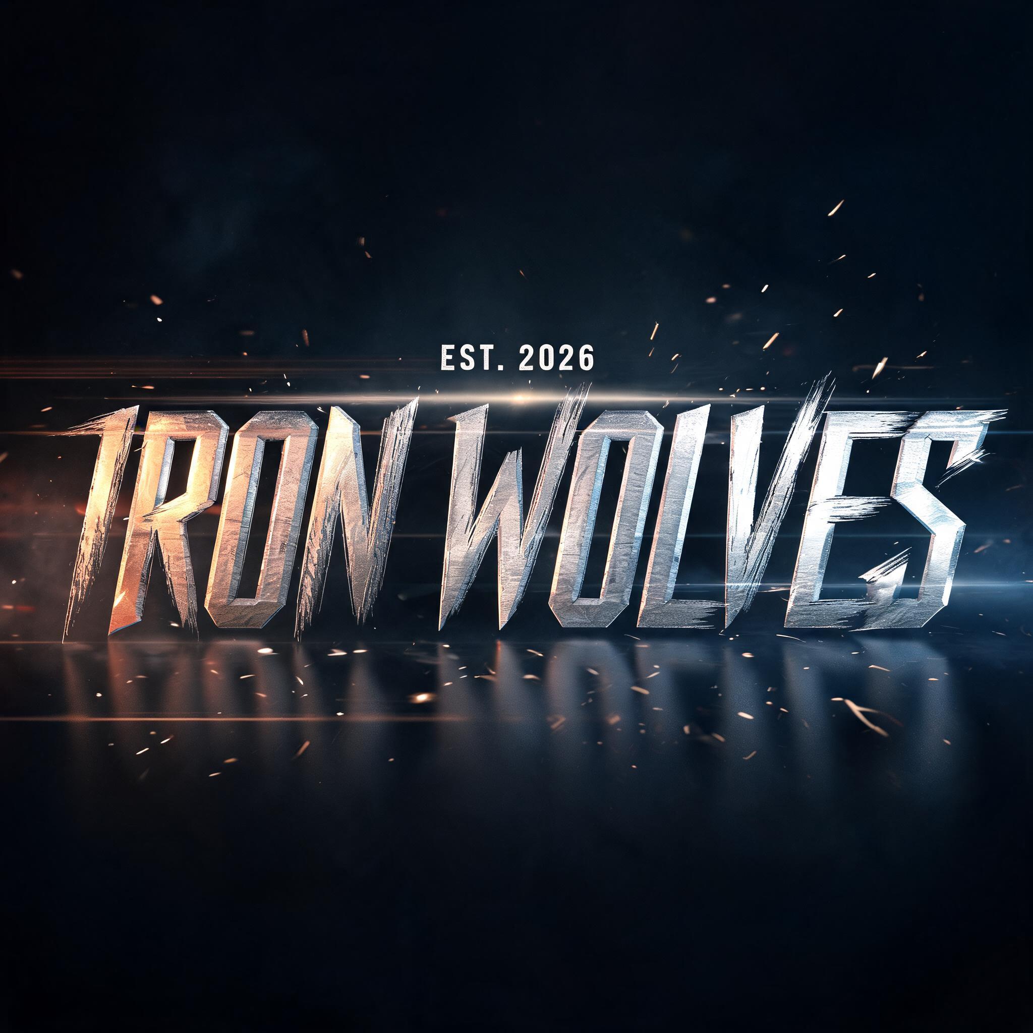 "IRON WOLVES
EST. 2026" — Cinematic Action text effect