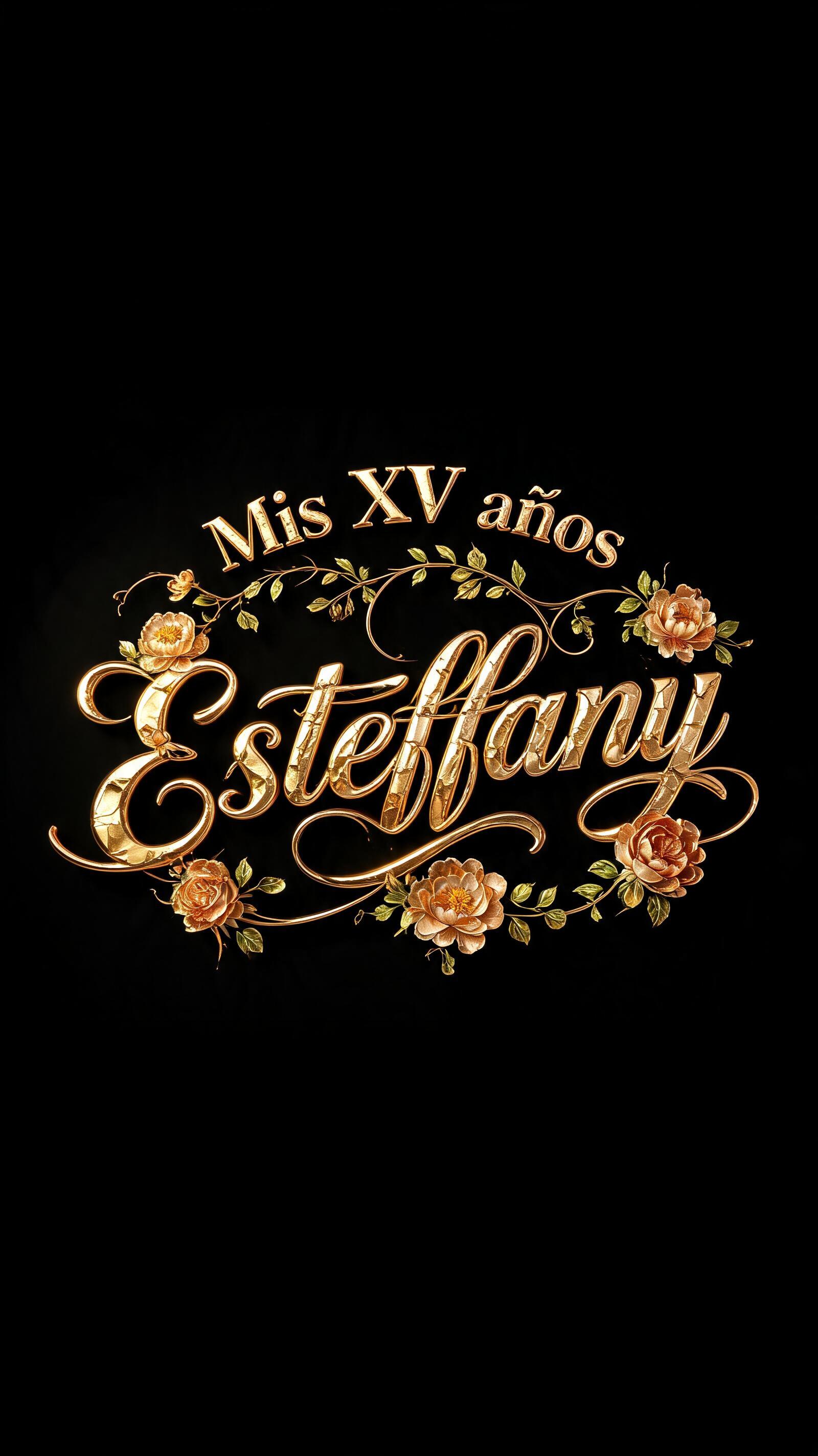 "Mis XV años Esteffany" — Luxury Gold | AI Text Effect Generator