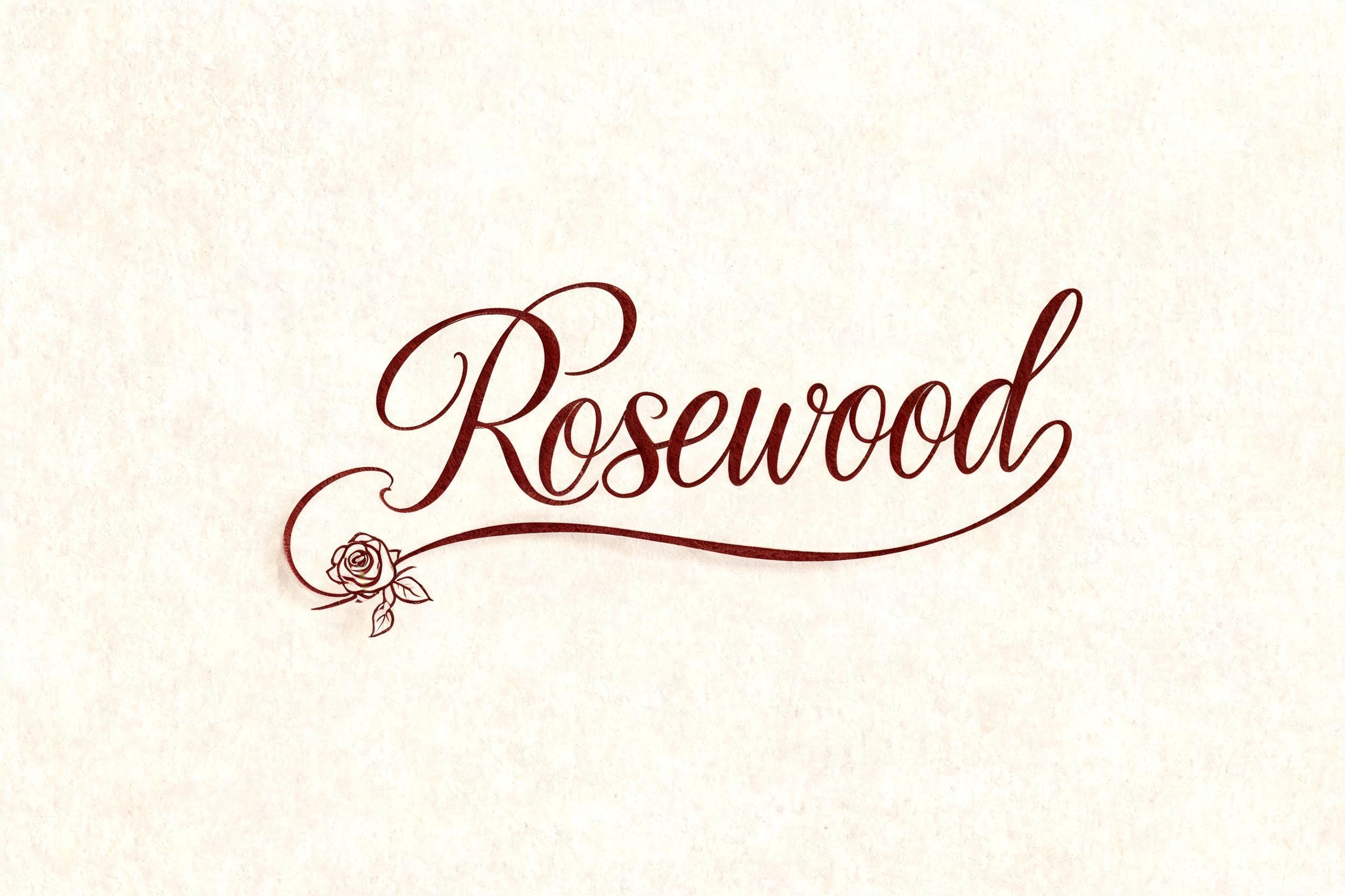 "Rosewood" — Cursive | AI Text Effect Generator