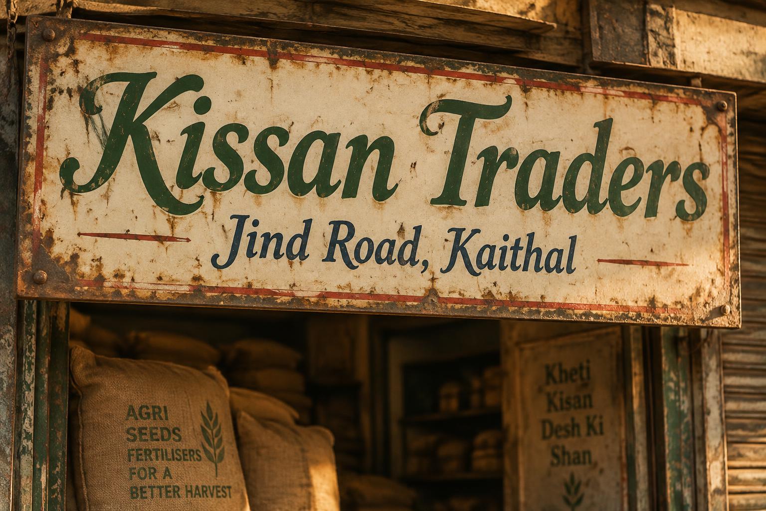 "Kissan Traders
Jind Road, Kaithal" — Vintage | AI Text Effect Generator